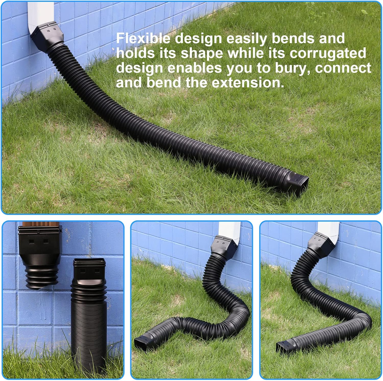 Detalle 2 de plusgutter Black Flexible Downspout Extension, Adjustable from 21 to 68 Inches