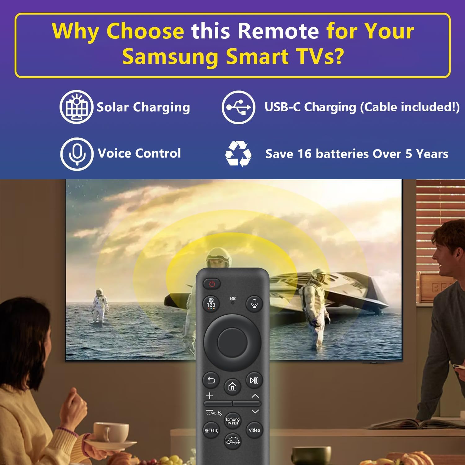 Detalle de Nettech BN59-01432A Rechargeable Voice Remote for Samsung Smart TVs
