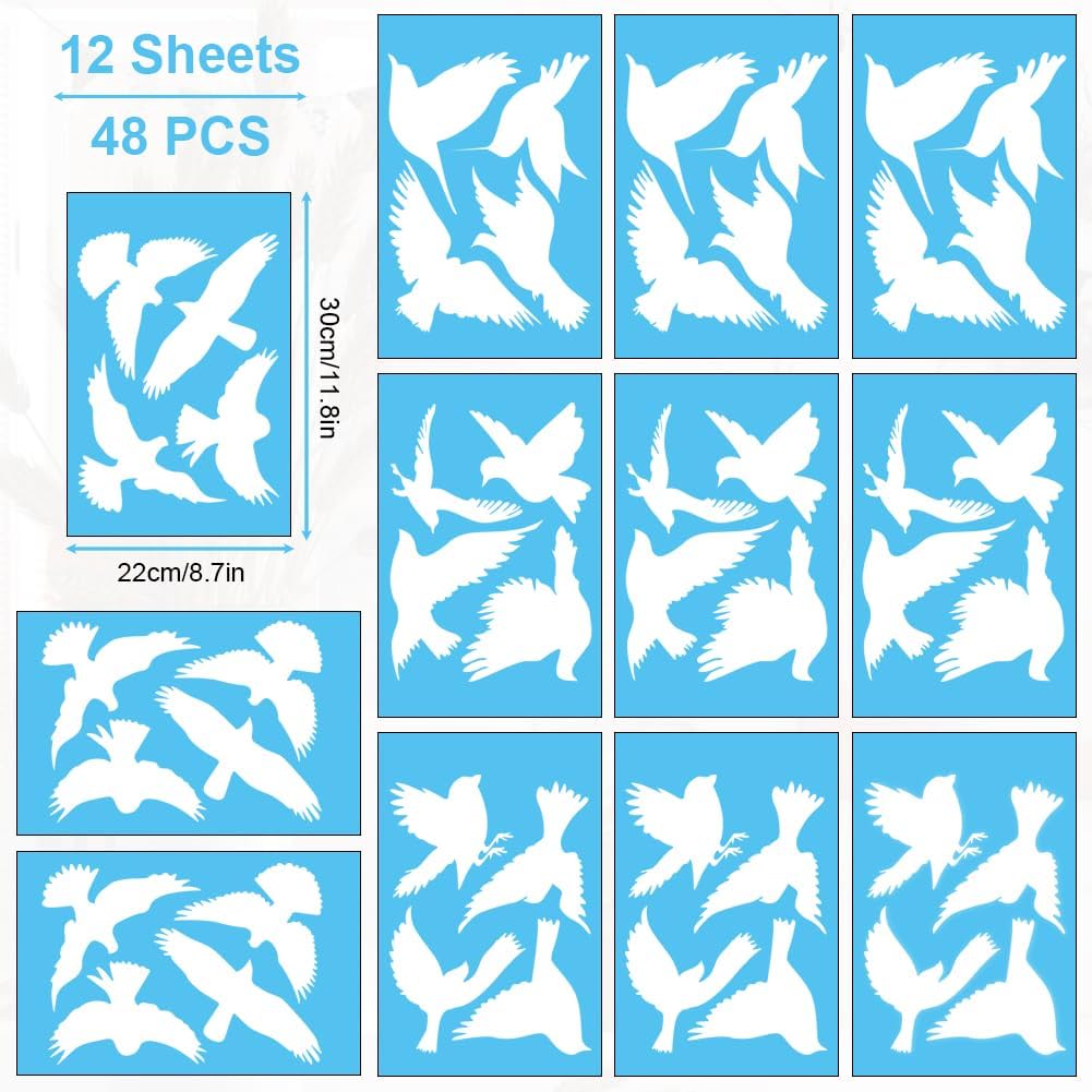 Thumbnail 4 de AUAUY M1-3627999 raamstickers tegen vogelbotsingen, wit PVC, 48 stuks