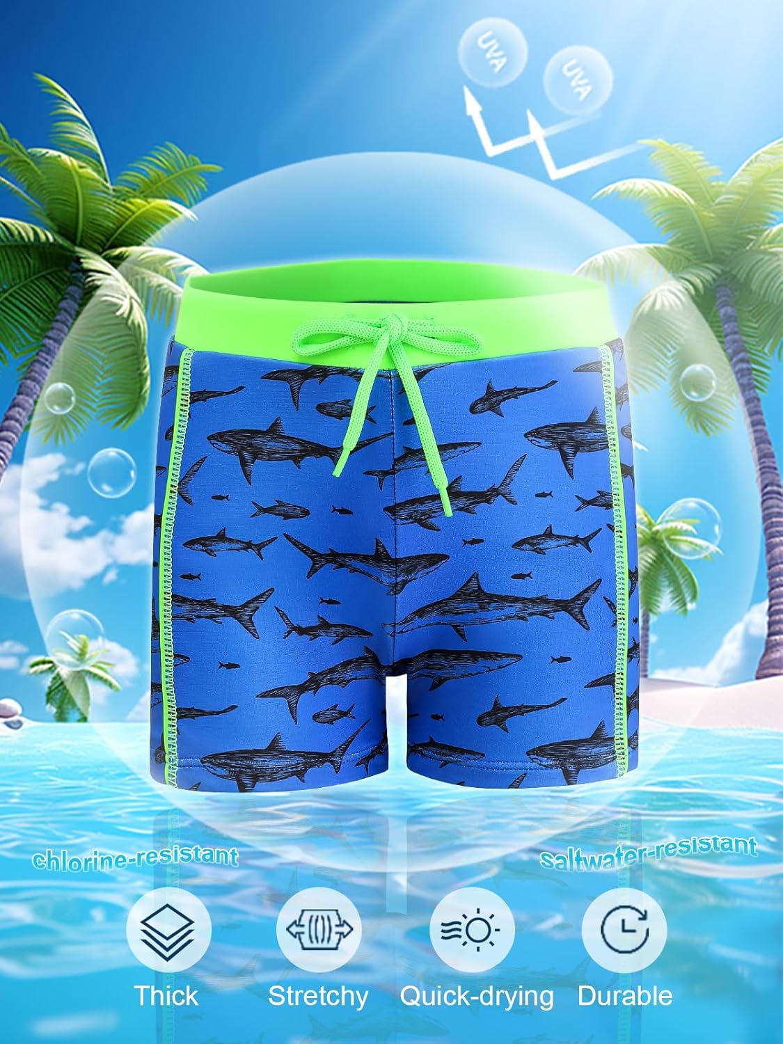 Thumbnail 2 de Aiseyi short de bain garçon avec taille élastique doublée