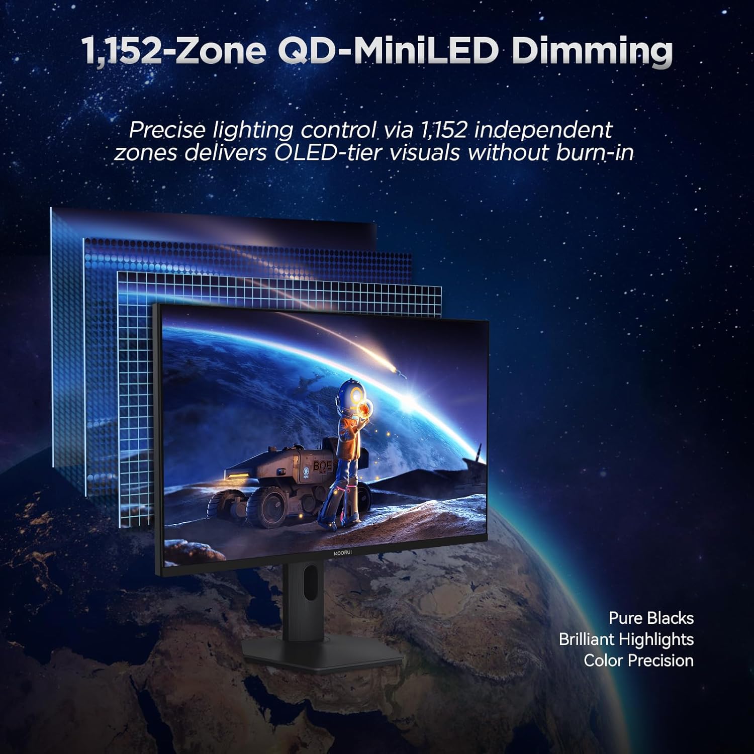 Detalle de KOORUI S2741LM 27" 4K QD‑Mini LED gaming monitor