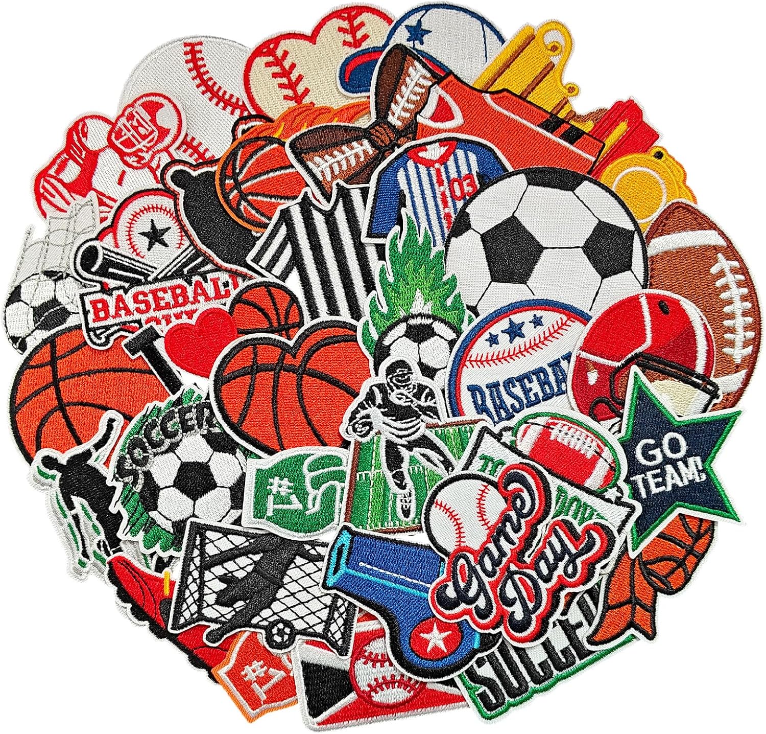 Detalle de TXSN Sports Iron-On Patches, Embroidered Cotton Ball-Sport Appliqués