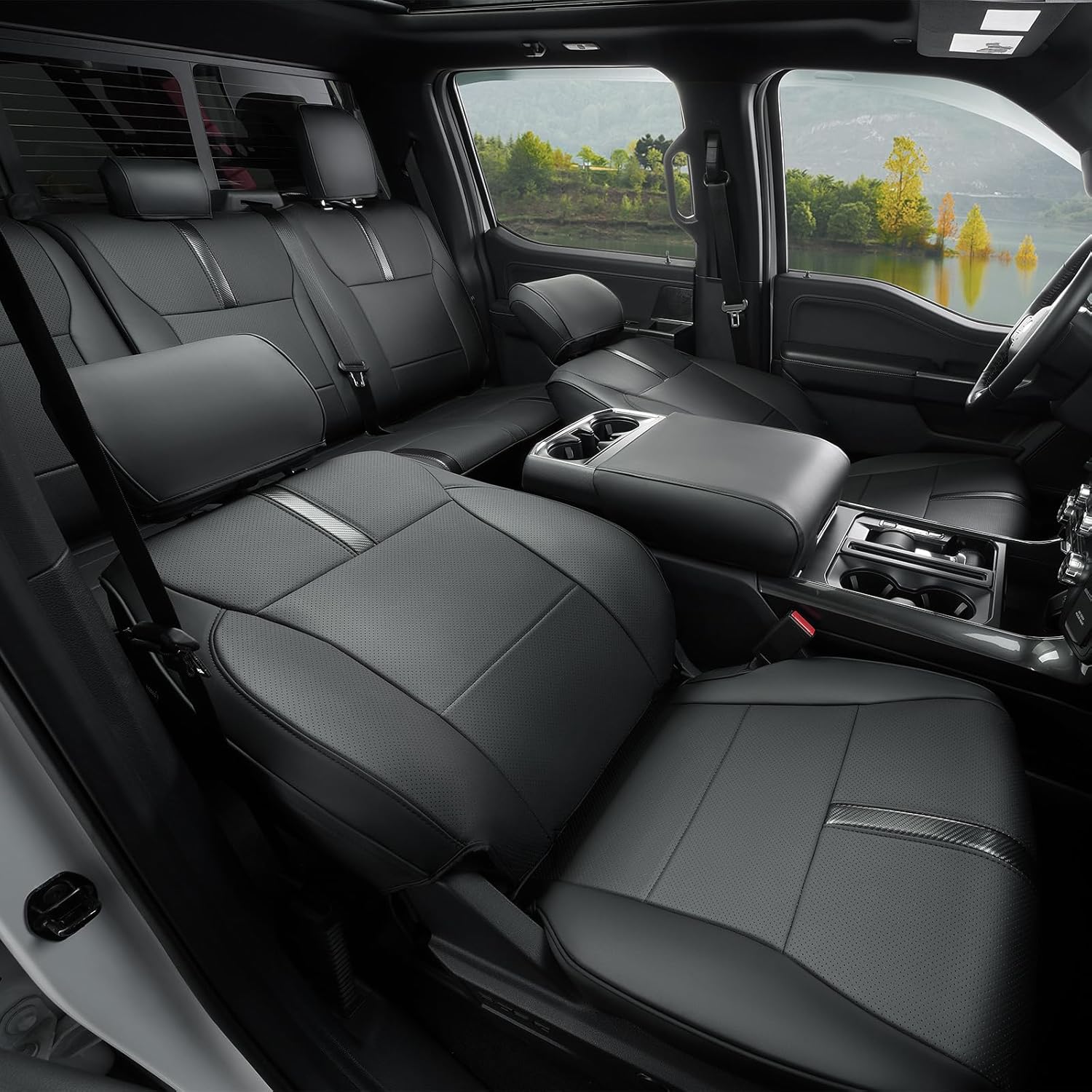 Thumbnail 3 de DiffCar Custom Fit Leather Waterproof Seat Covers for Ford F-150 SuperCrew/Crew Cab (2015-2023, 2024-2026)