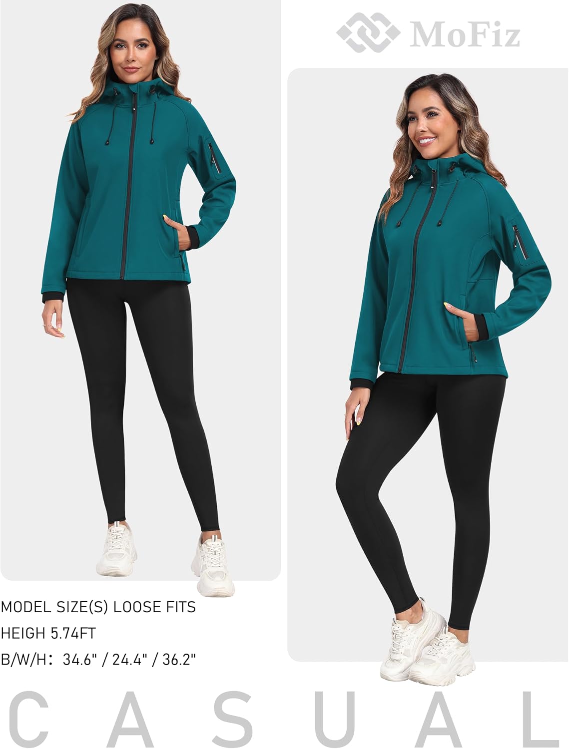Thumbnail 6 de MoFiz Women's Fleece-Lined Softshell Jacket with Hood, 5 Pockets