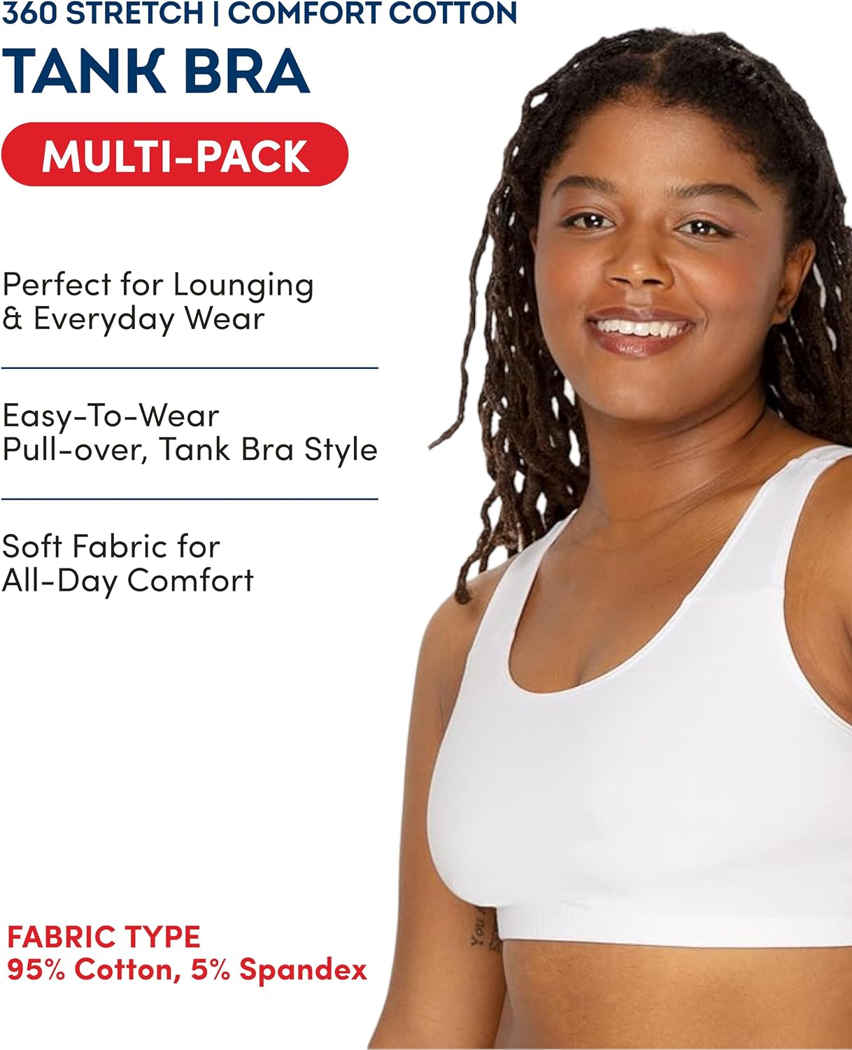 Detalle de Fruit of the Loom Women's Built Up Tank Style Sports Bra Value Pack
