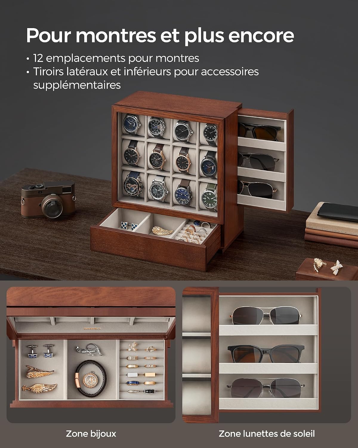 Detalle de Boîte à montres SONGMICS 12 emplacements
