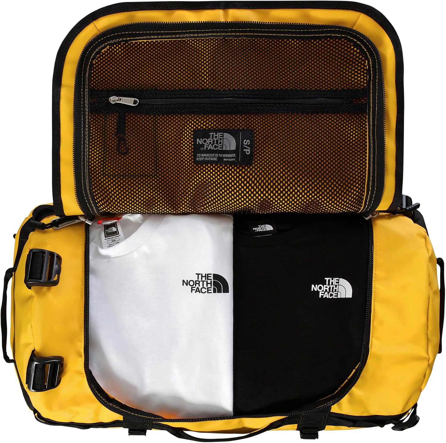 Detalle de The North Face Base Camp Duffel Gold – affidabile compagno di viaggio, stile e praticità
