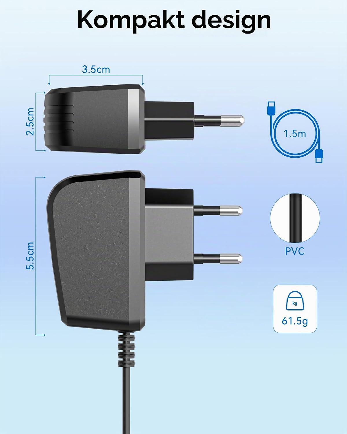 Thumbnail 6 de Binamao 5,5 V nätadapter för Kärcher KWI1, WV1, WV2 och WV5, 600 mA