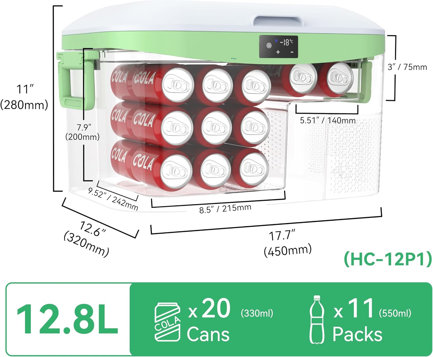 Detalle de BINGI 12.8L Car Fridge Freezer Portable Compressor Cooler