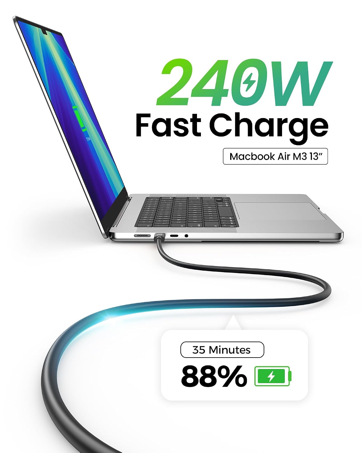 Detalle 2 de Fitee Thunderbolt 5 Cable 3FT — 240W charging