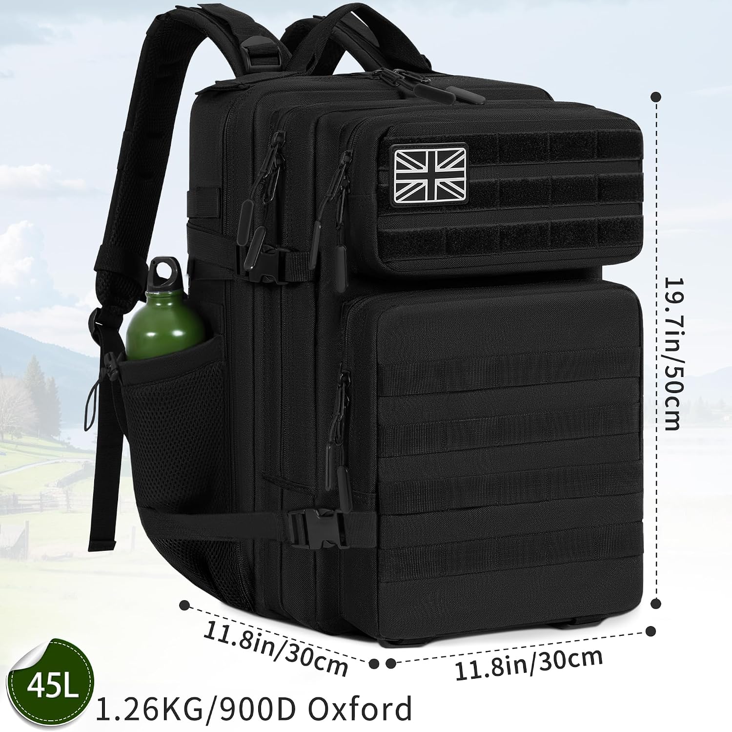 Detalle de Military Tactical Backpack 20L/25L/35L/40L/45L with MOLLE – Rugged Rucksack for Outdoor Adventures