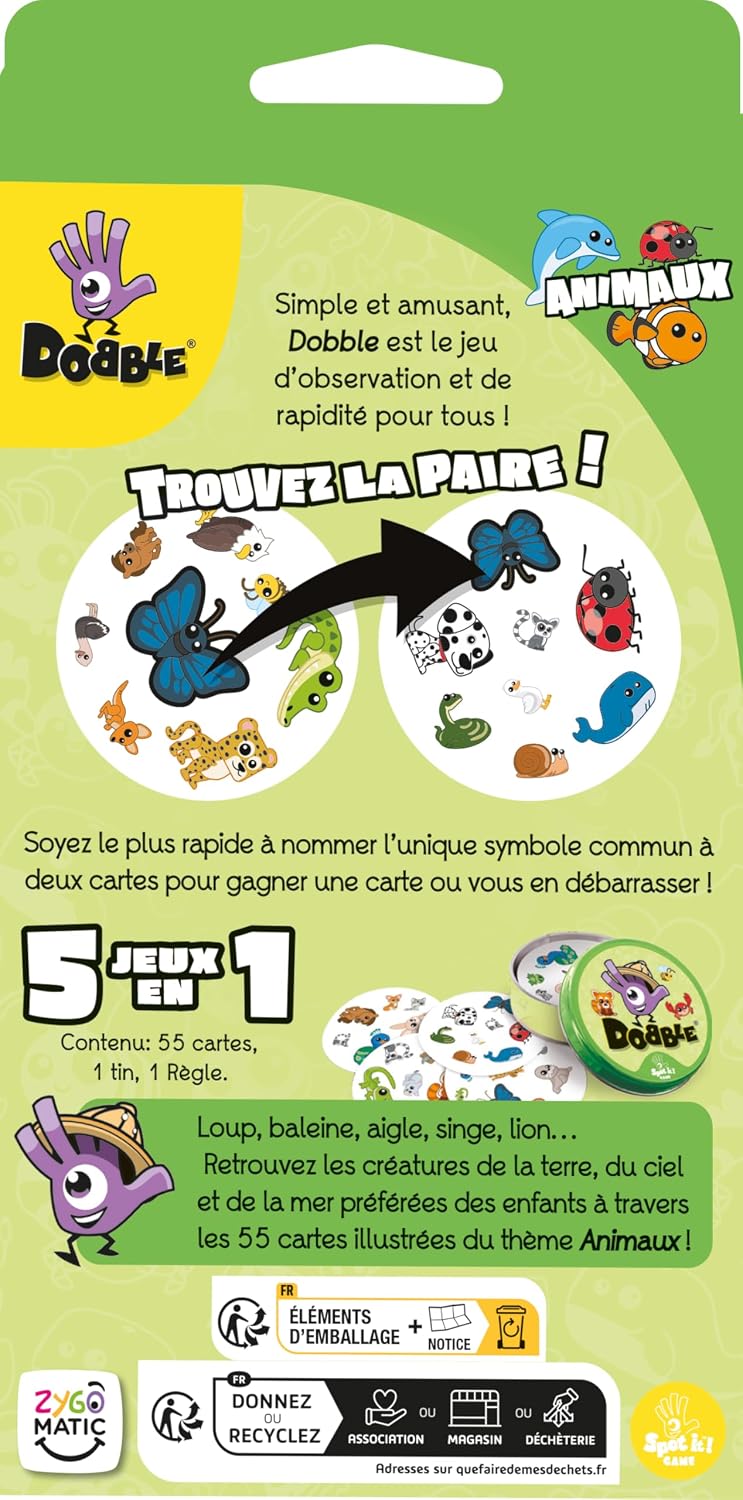 Thumbnail 2 de DOBBLE Animaux par Asmodee — Le jeu d’observation rapide pour enfants à partir de 4 ans