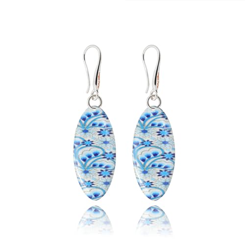 Detalle de Classique Ovale Boucles d'Oreilles Pendantes Bouquet de Fleurs – Dragon Porter