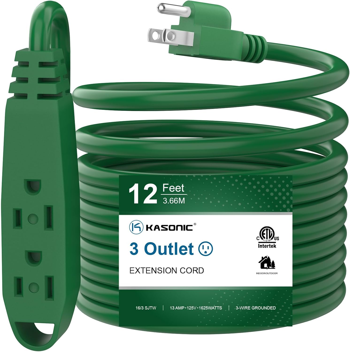 Detalle de K KASONIC FL-110A 12-Foot 3-Outlet Grounded Extension Cord