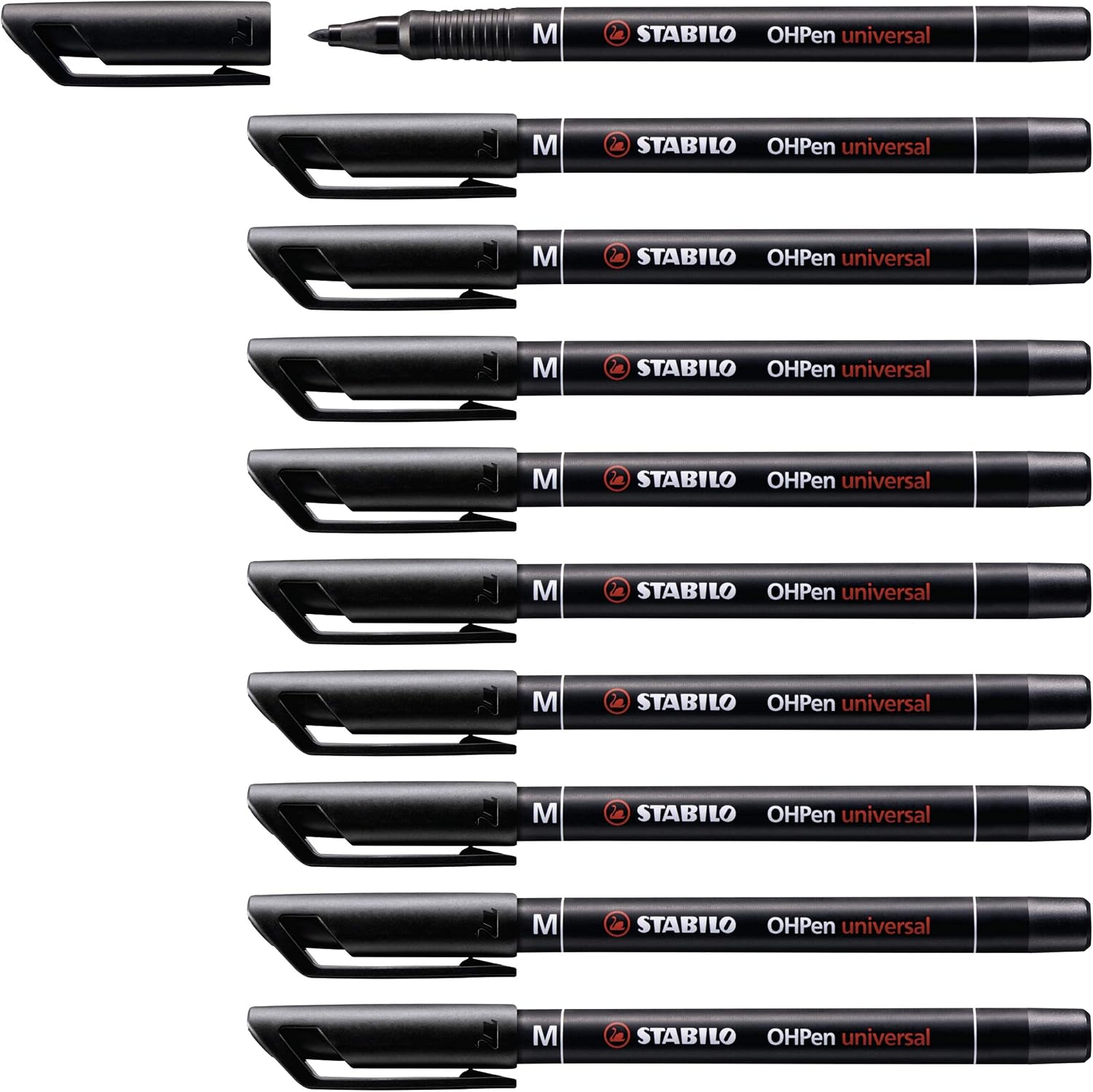 Detalle de STABILO OHPen universal Permanente – Marcatore a tratto medio 1 mm, confezione da 10 in nero