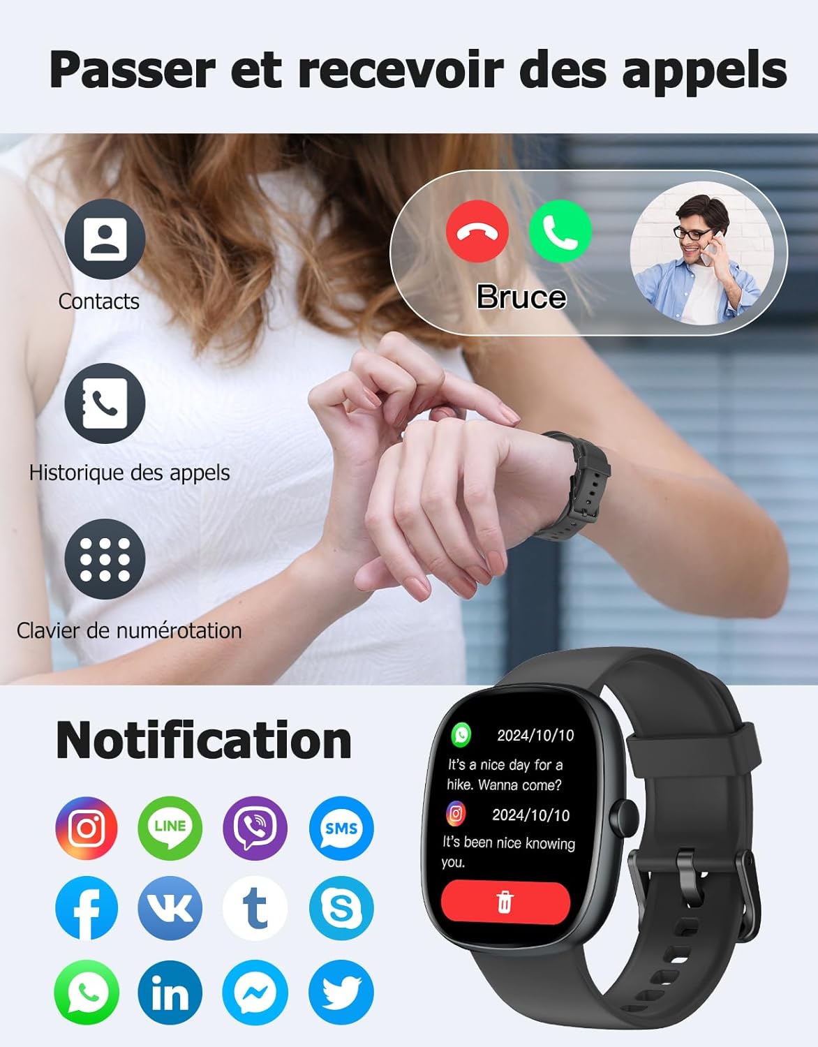 Detalle 2 de HUAKUA Montre connectée 100 modes