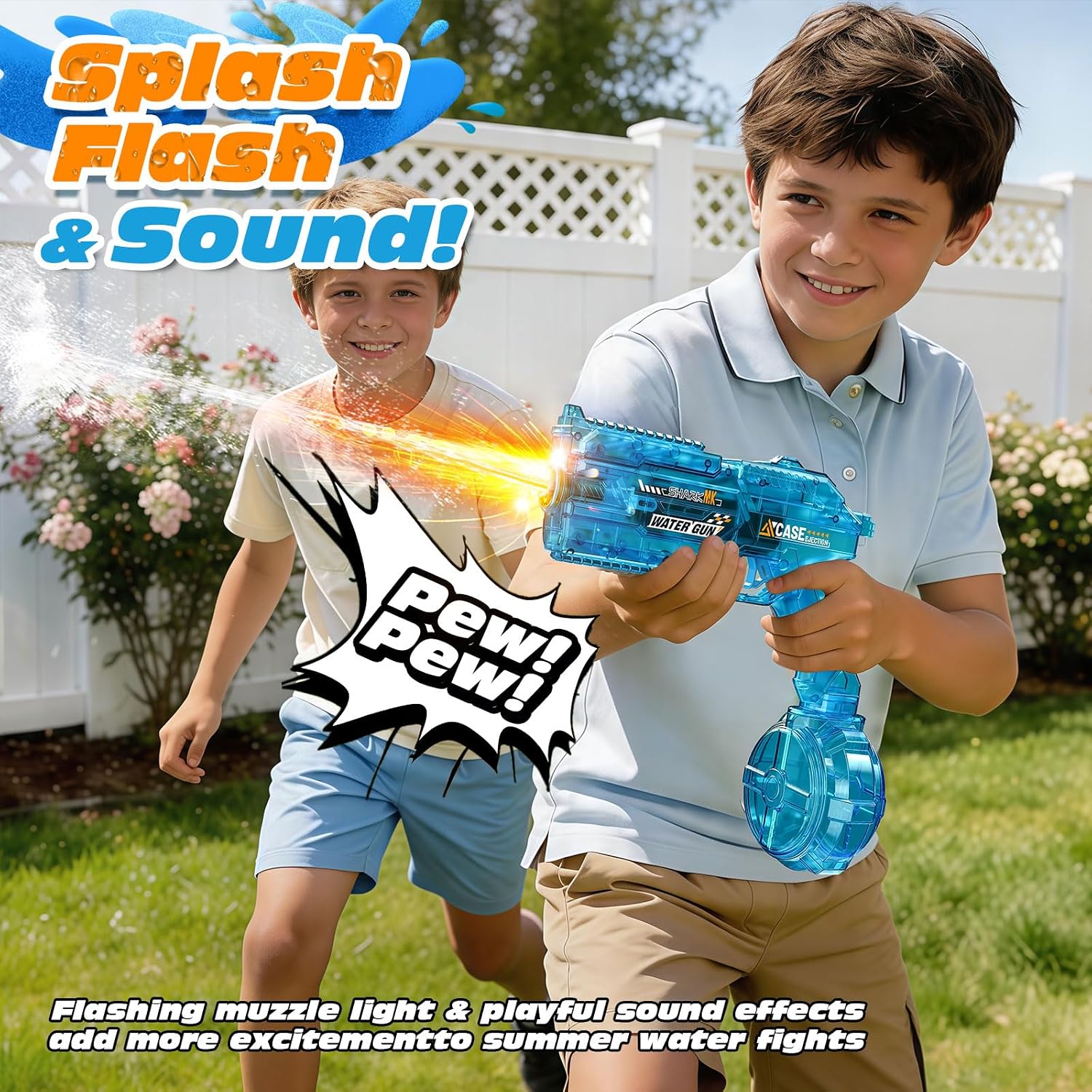 Detalle de Tecnock 2 Pack Electric Water Guns: Light-Up, USB Rechargeable Blasters for Summer Fun