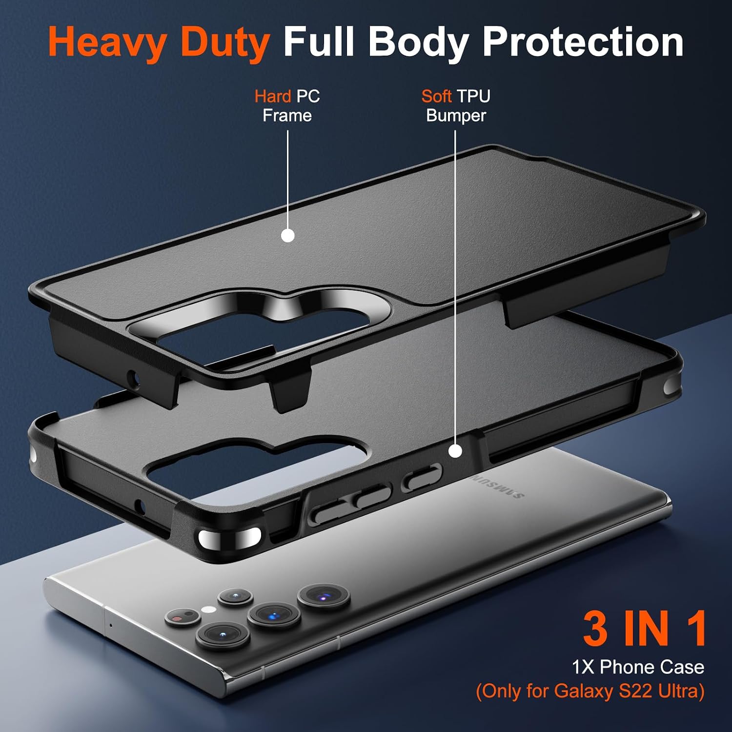 Detalle de zapica Galaxy S22 Ultra protective case — Military drop protection