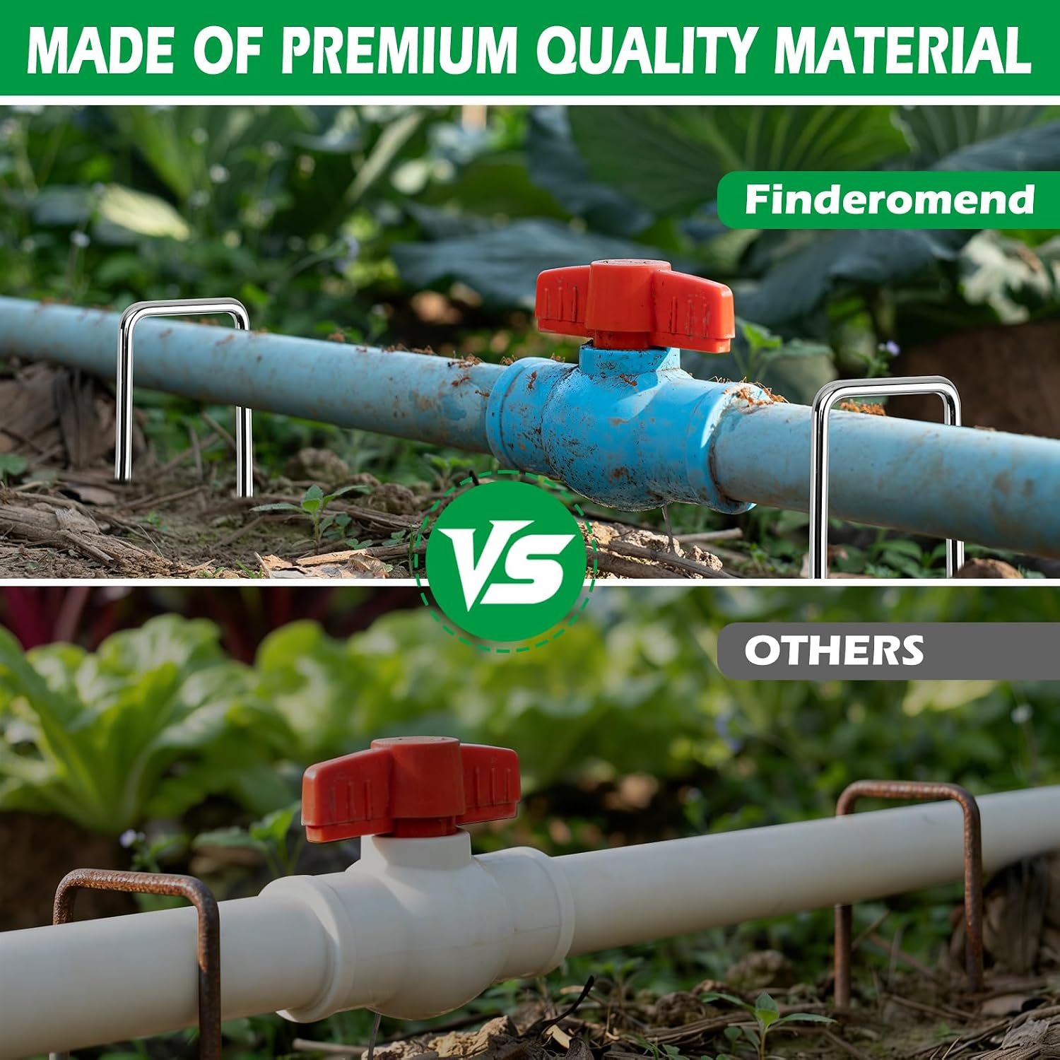 Detalle de Finderomend 4*30*100mm Garden Staples, Galvanized Steel, 100 Stakes and 100 Pads