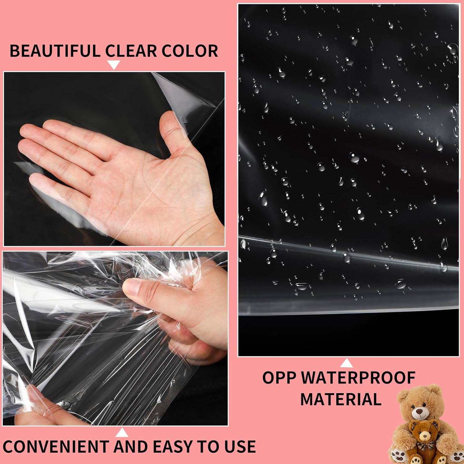 Thumbnail 5 de woric 40x50 Inch Jumbo Clear Cellophane Gift Bags (6 Pack)