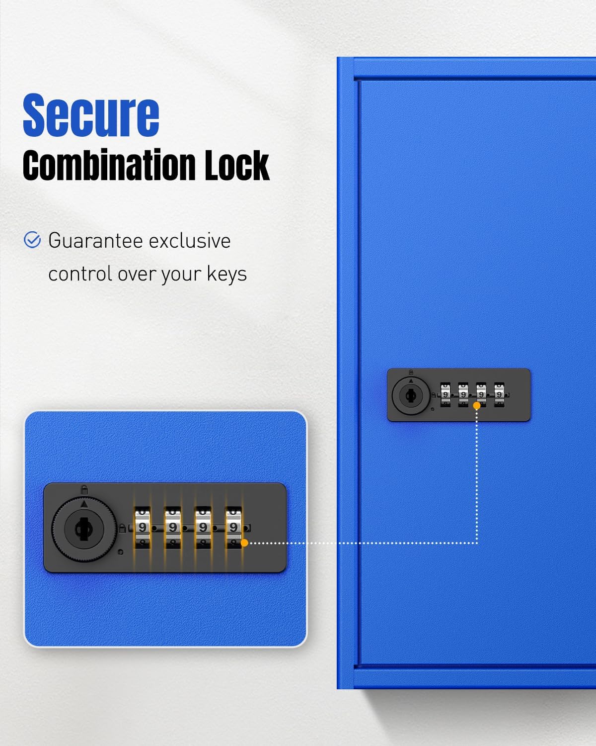 Thumbnail 1 de Uniclife 60 Keys Key Lock Box with Code and Backup Key – Wall Mount, Blue