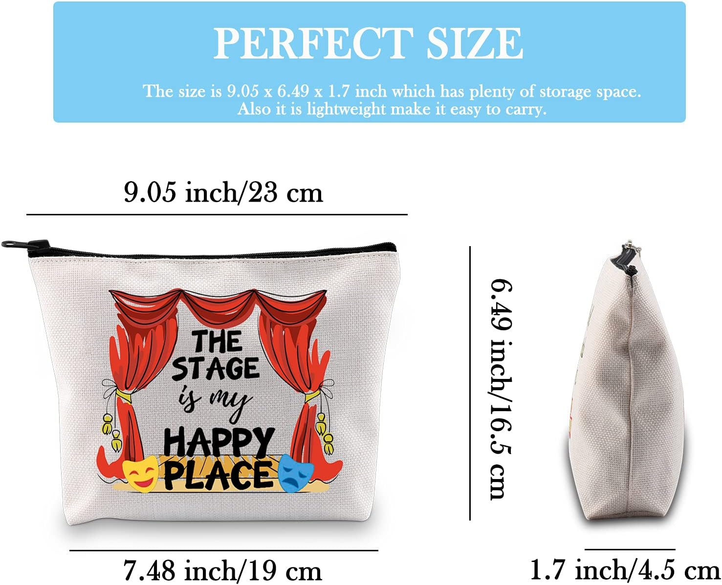 Detalle 2 de Performer Gift Broadway "The Stage Is My Happy Place" cosmetic bag 🎭