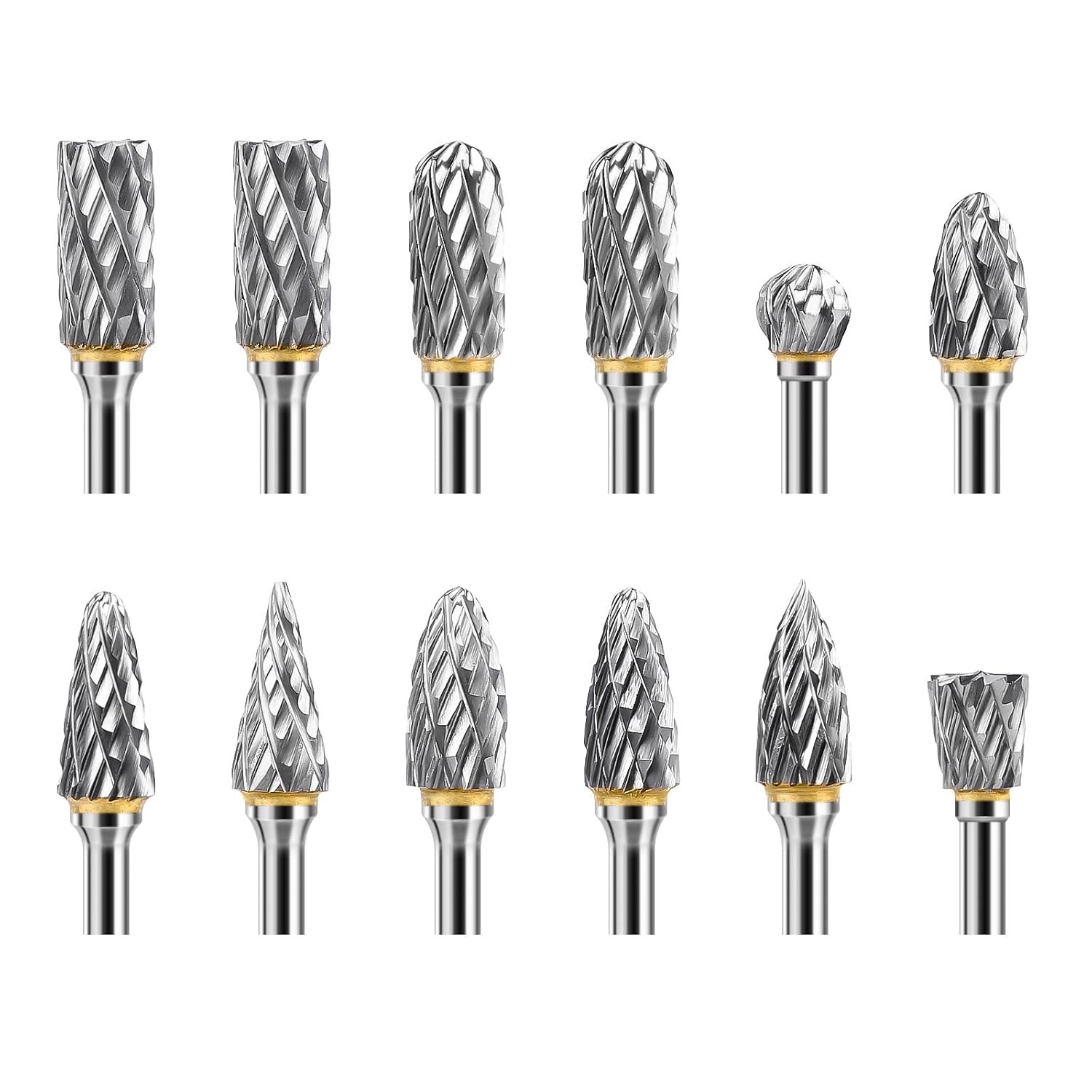 Set de 12 fraises rotatives en carbure de tungstène Lytool (double coupe) tige 1/8" pour Dremel, gravure, polissage et sculpture