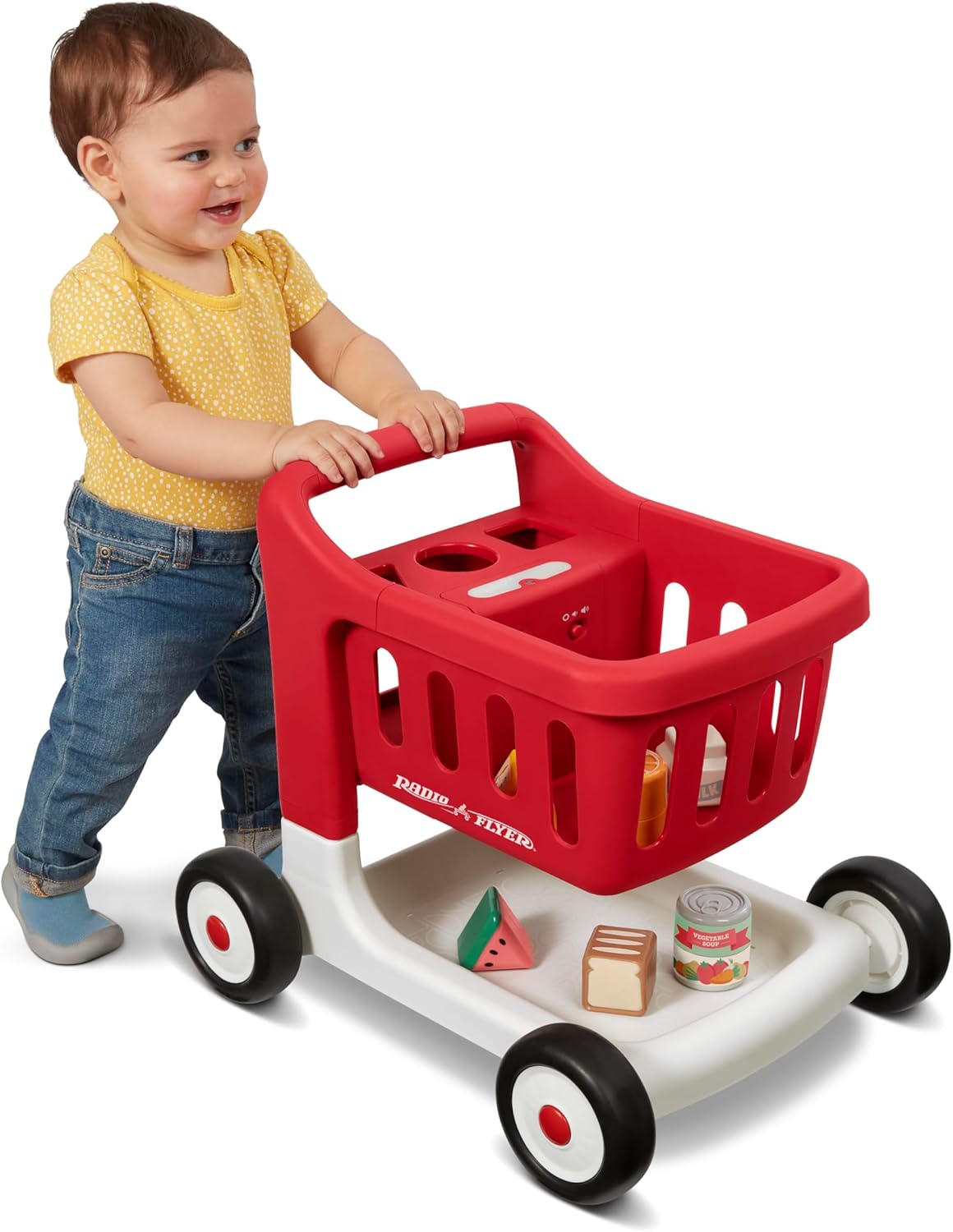 Thumbnail 6 de Radio Flyer Scan & Sort Shopping Cart for Kids 1+: Interactive Walker with Lights, Sorting Shapes and Food Set