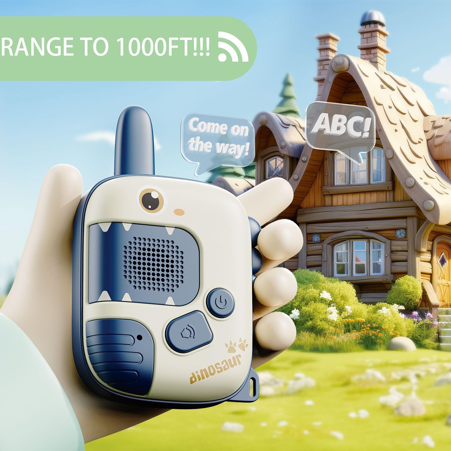 Detalle 2 de JKGIFTS 77-39A Dinosaur Walkie-Talkies for Kids, 2-Pack, 1,000-Foot Range