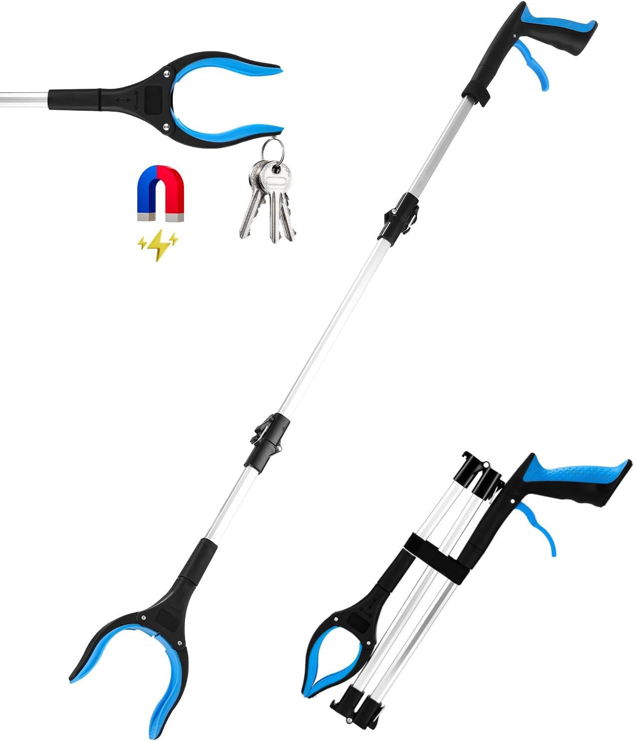 Detalle de FAOKZE hopfällbar griptång 110 cm i aluminium med magnetspets