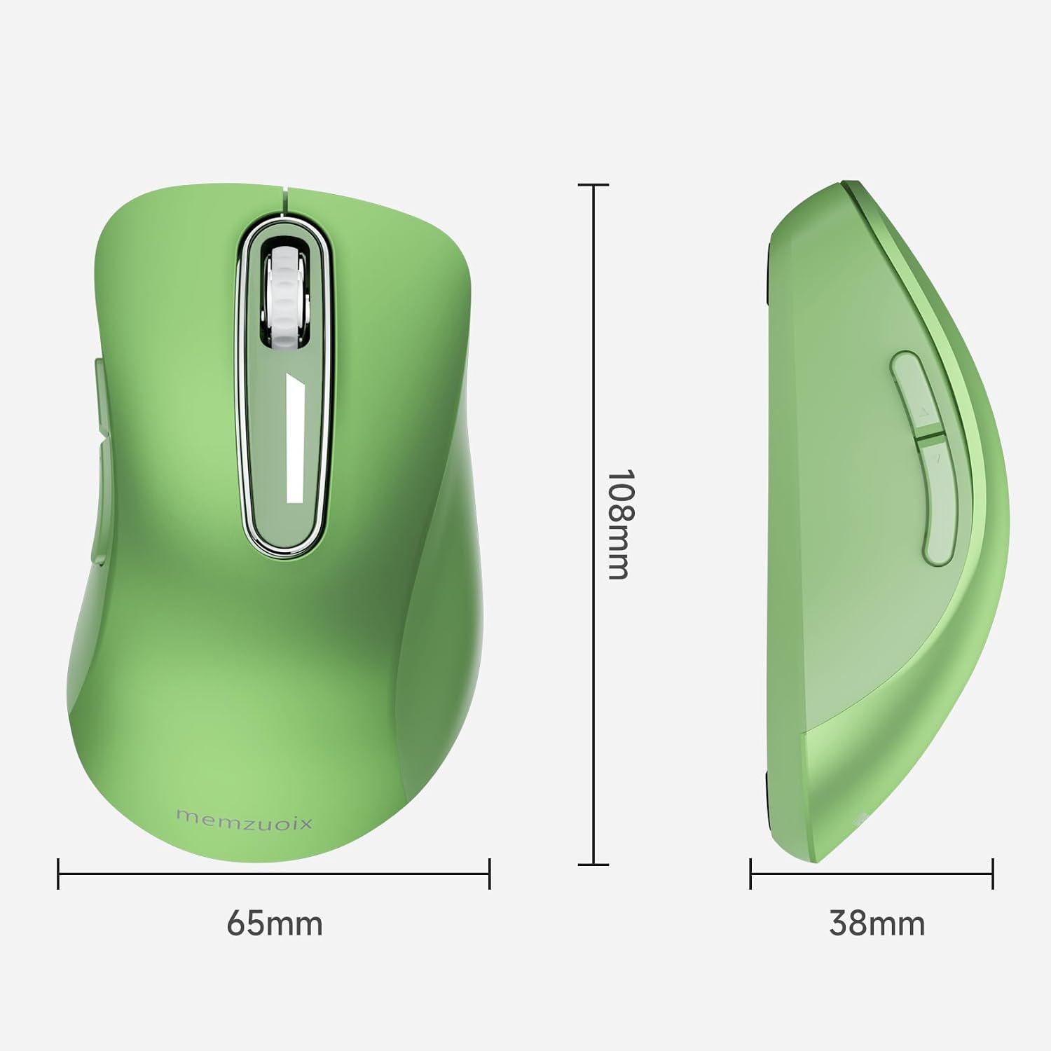 Thumbnail 6 de memzuoix MidMouse Green Wireless Mouse, 5 Buttons, Rubberized Finish