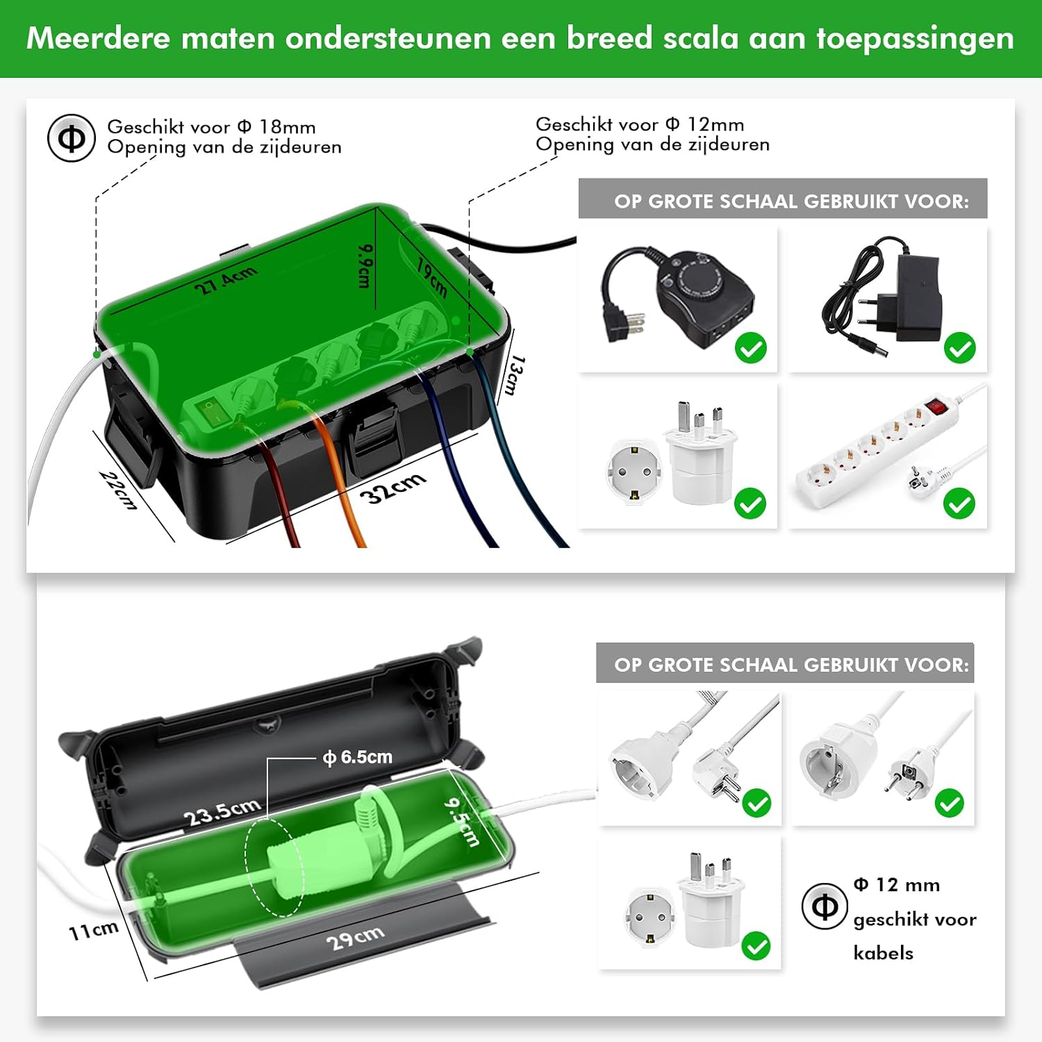 Detalle 2 de Restmo DE-O-ECC-1-BK waterdichte kabeldoos voor buiten, IP44, zwart