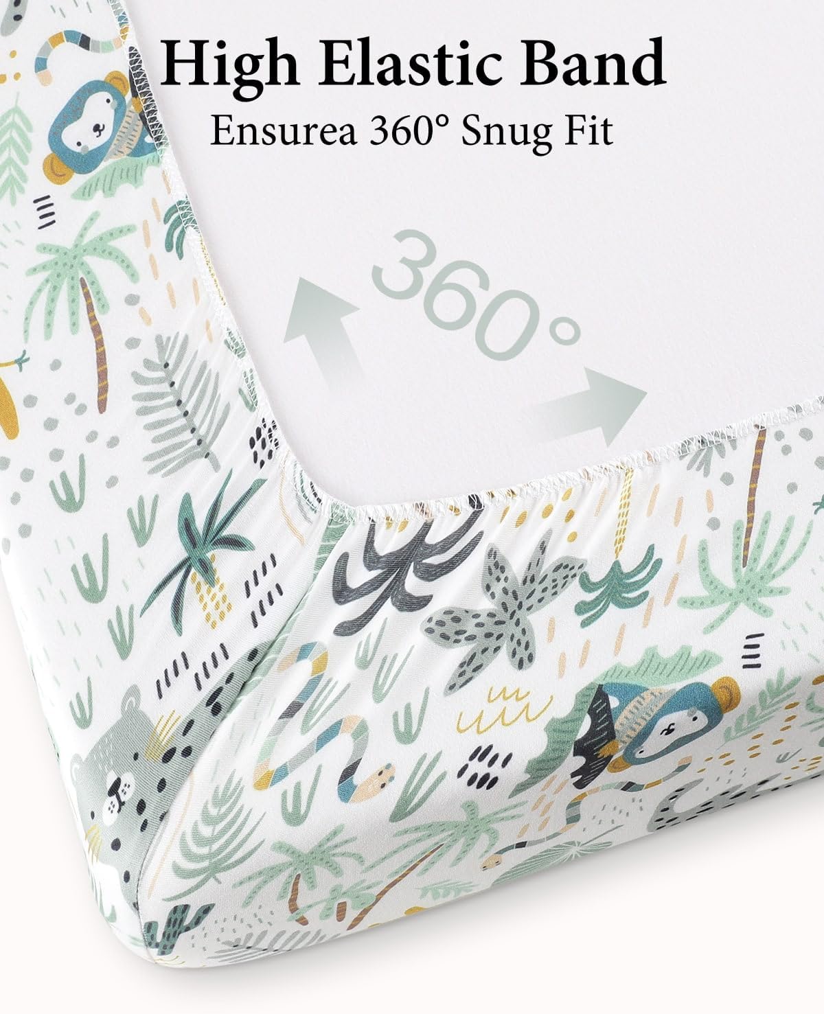 Thumbnail 6 de Yoofoss Green Giraffes Fitted Crib Sheet 51 x 85 cm