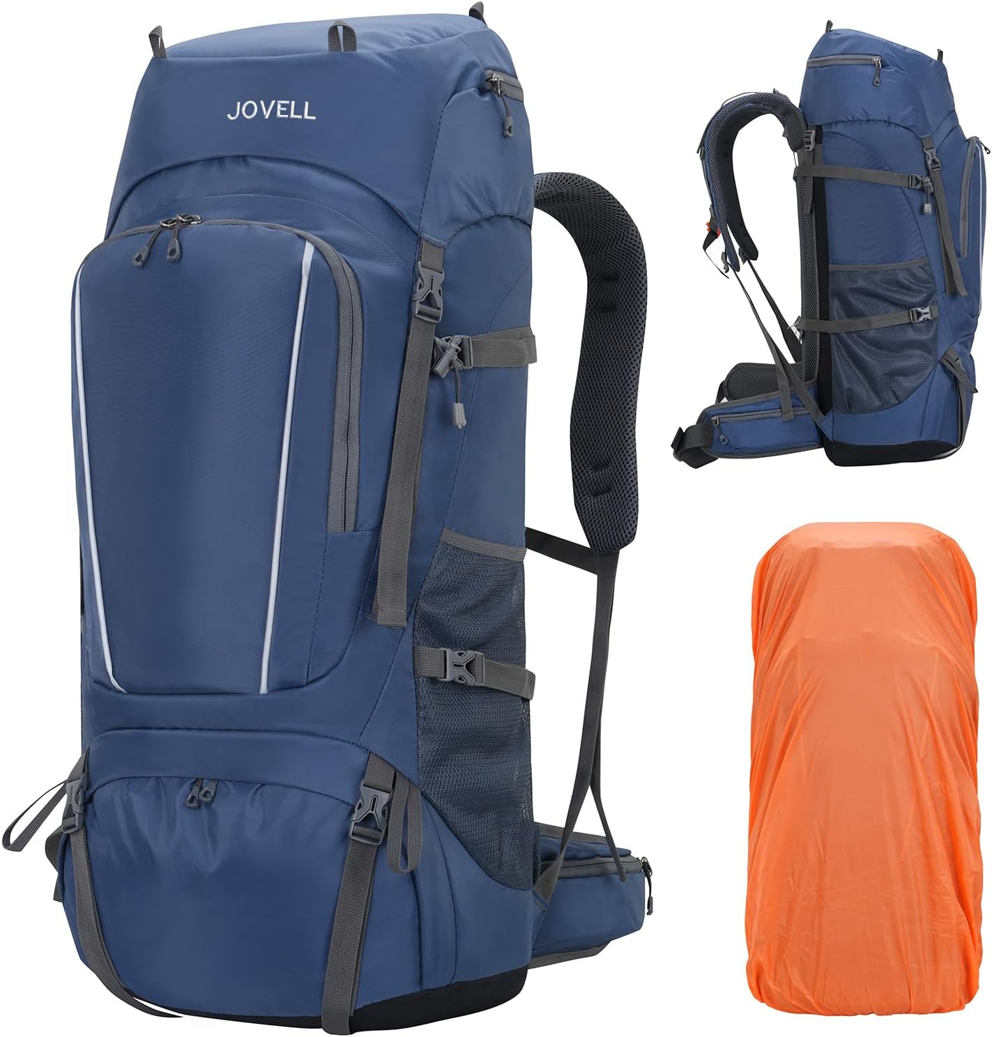 Detalle de JOVELL 70L Zaino da Escursionismo con Copripioggia – 70 litri di capacità, comfort e versatilità per trekking e campeggio