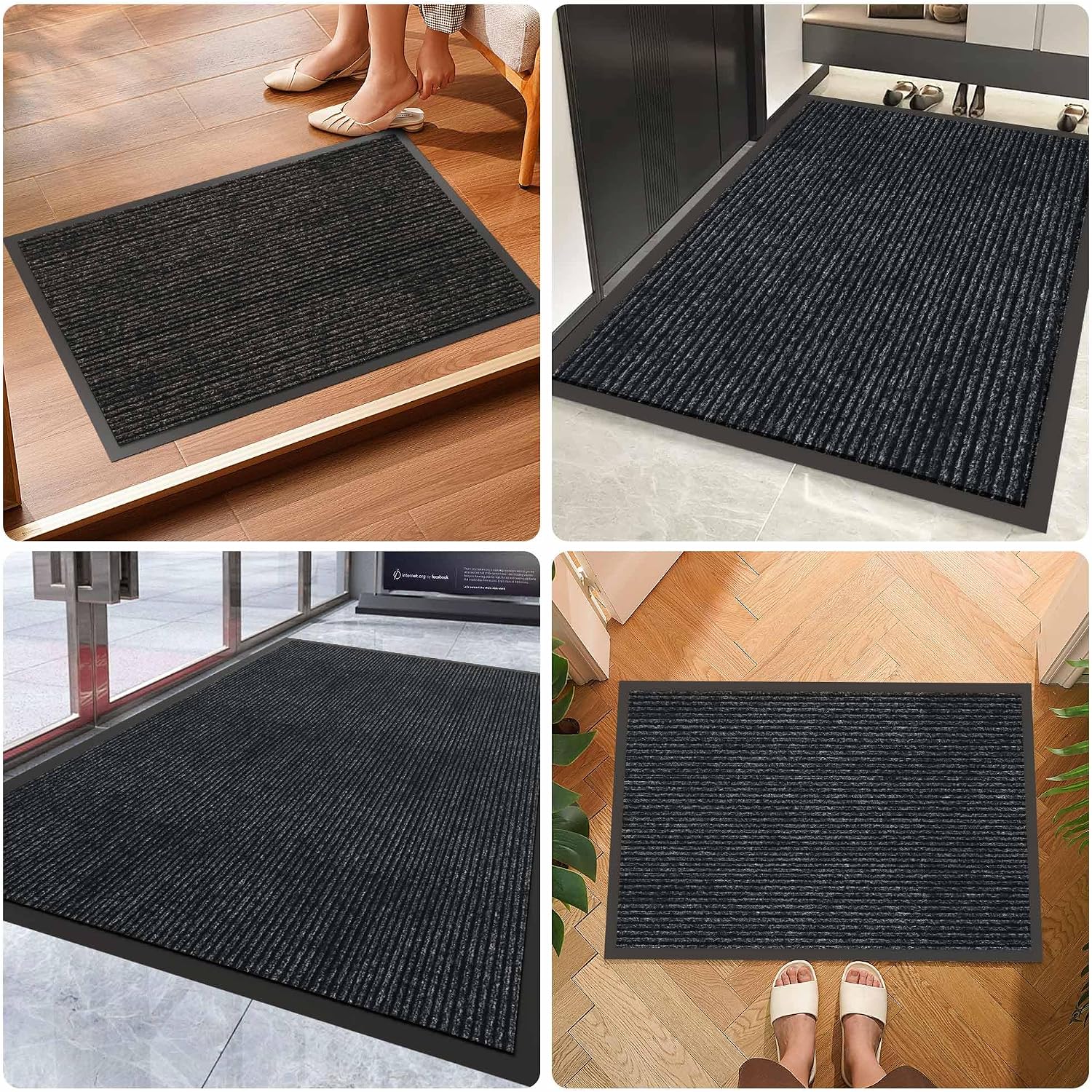 Thumbnail 6 de HOMEK Paillasson d’extérieur pour entrée 60 x 180 cm – grand tapis gris foncé résistant à la pluie