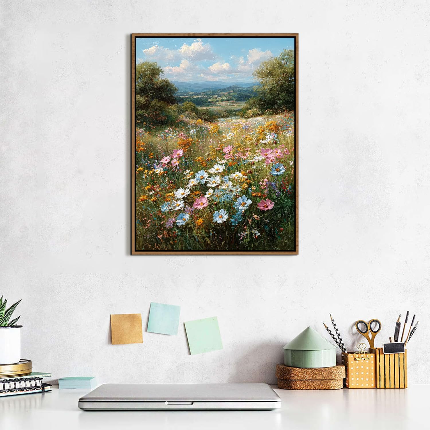 Thumbnail 4 de AREBOLO Colorful Daisy Framed Canvas Wall Art (12 x 16 inch) for farmhouse wildflower decor