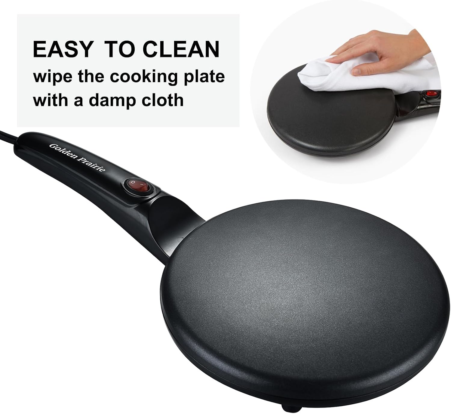 Detalle de Electric Crepe Maker with 8" Nonstick Pan — 800W, Auto Temp Control