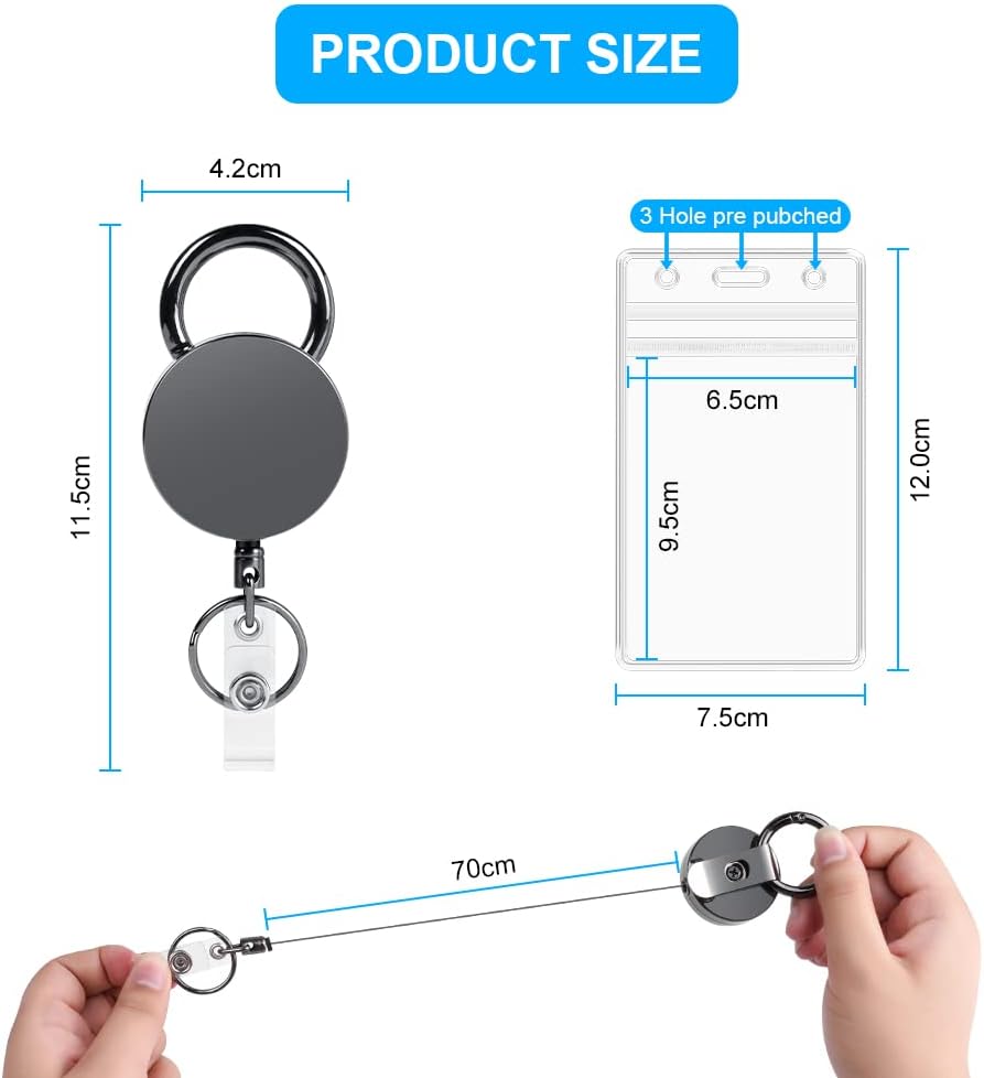 Thumbnail 1 de Vicloon porta badge retrattile con clip e portachiavi, per carta d’identità e chiavi