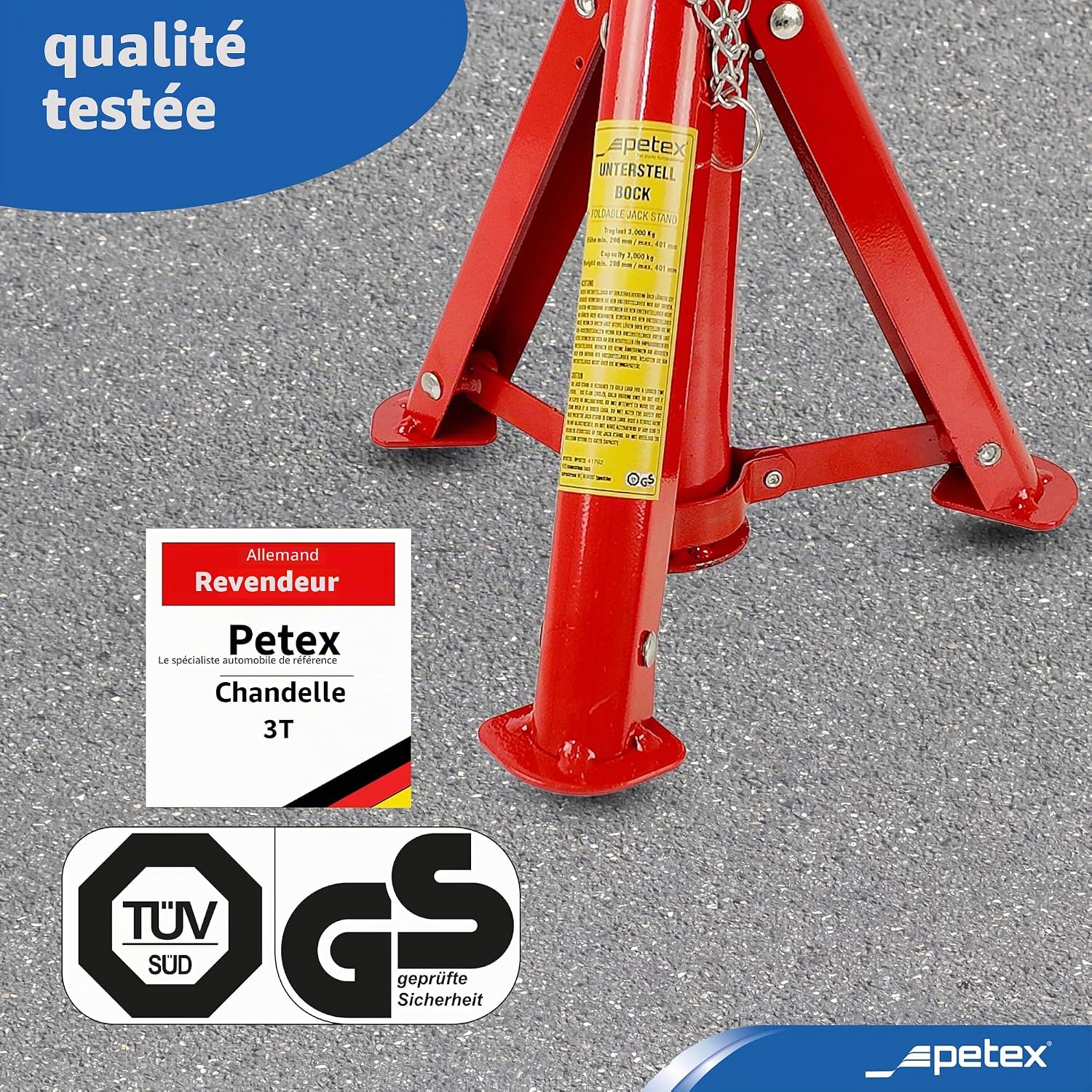 Detalle 2 de Petex 44753112 Paire Chandelle – Chevalet et Chandelle Mécanique pour Cric À Chevalet