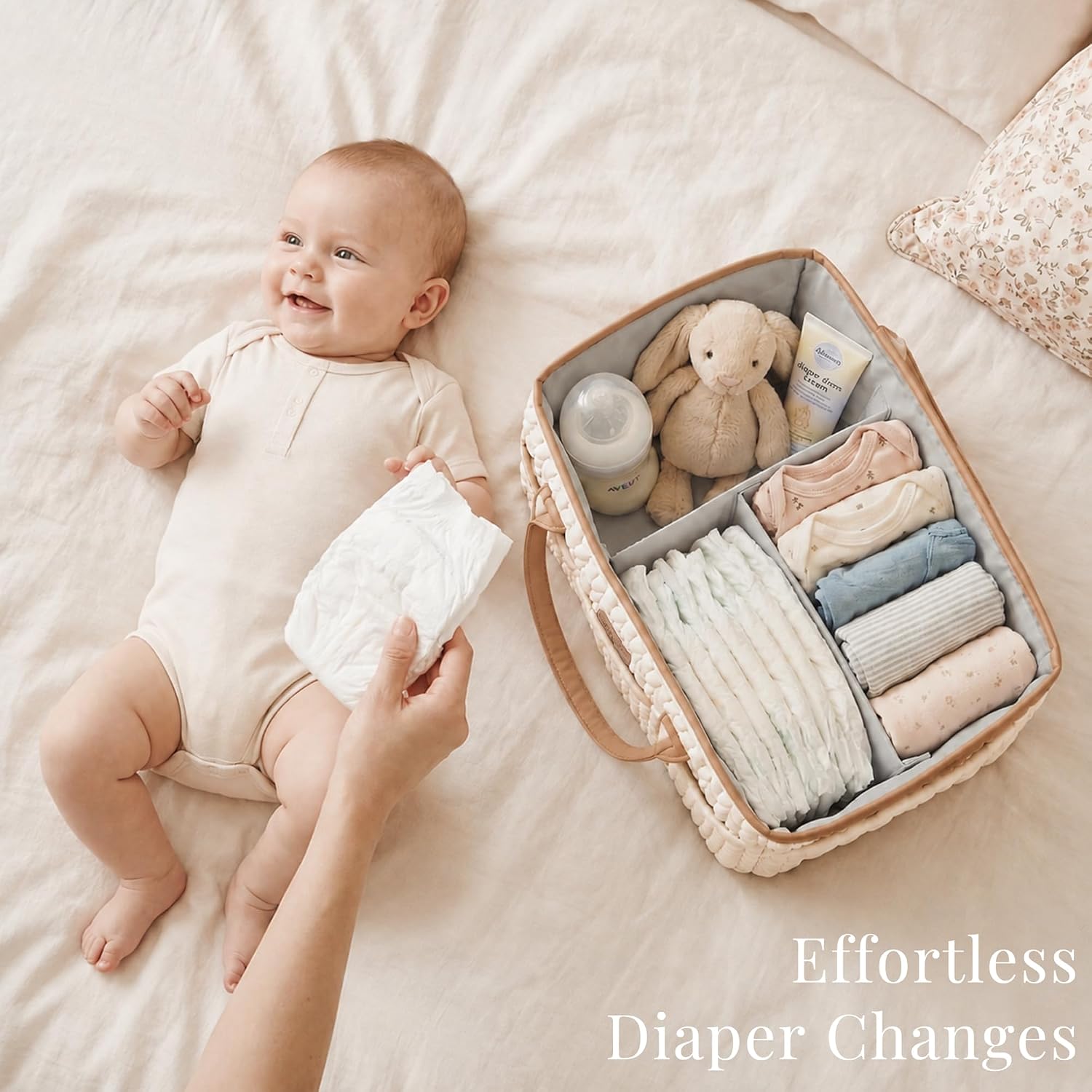 Detalle de Konssy KYMHMMB63 Diaper Caddy, Water-Repellent Braided Quilted Organizer