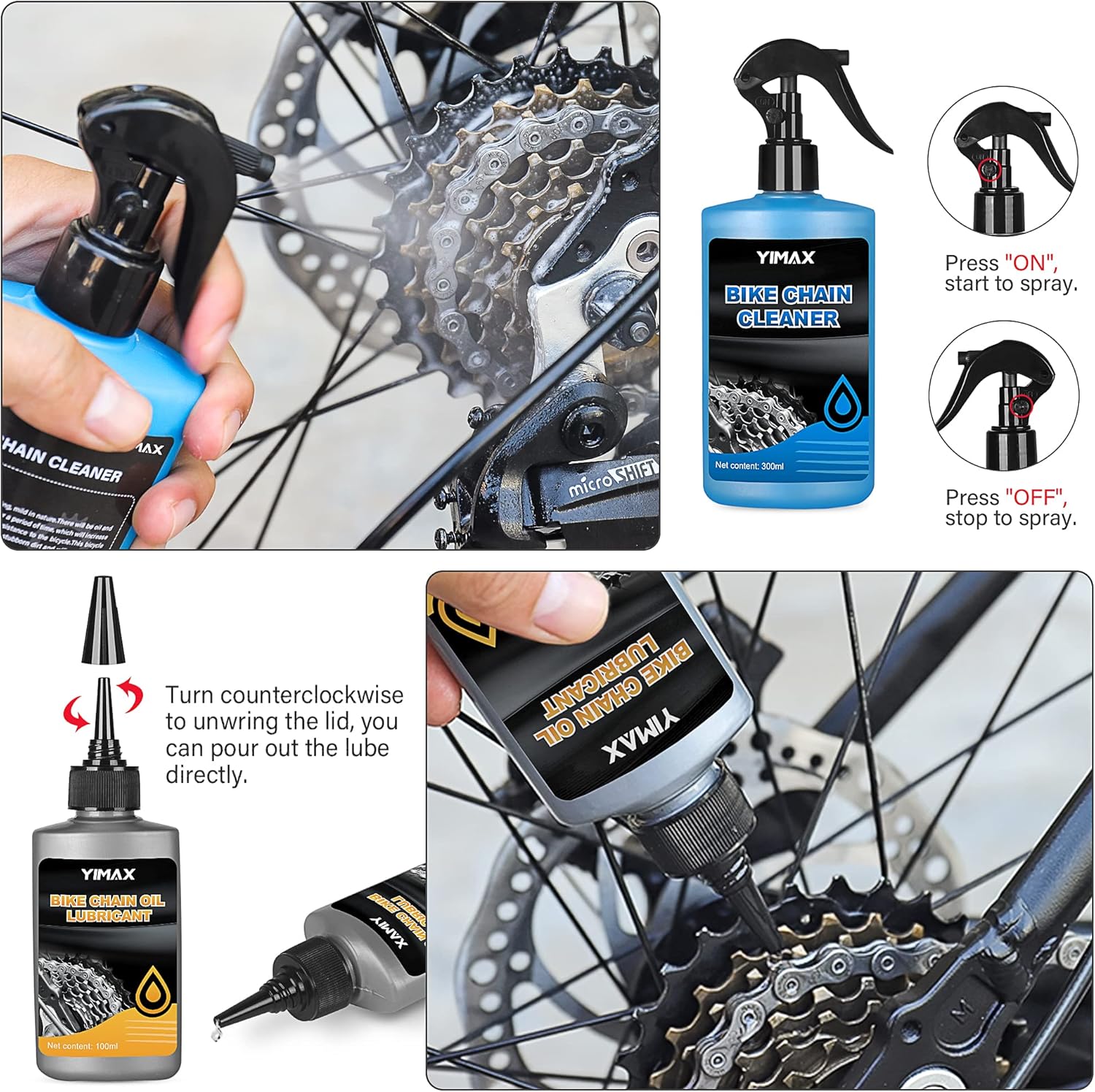 Thumbnail 1 de Nettoyant pour vélo et kit 6 en 1 YIMAX : nettoyage, lubrification et brosses pour tous les types de vélos