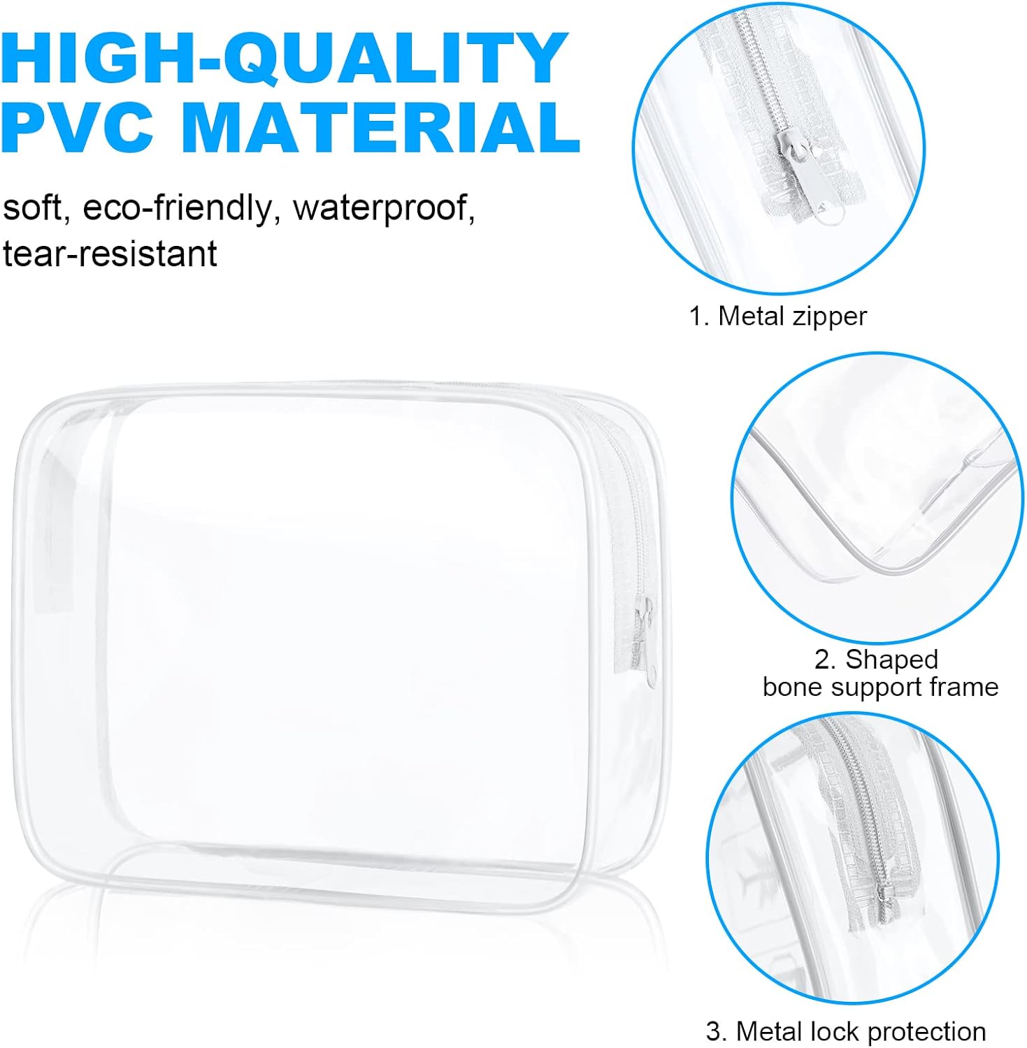 Thumbnail 2 de Aucuu Kulturtasche transparent (4er-Set) – wasserdichte PVC-Reise-Waschtaschen, TSA-zugelassen, für Familie