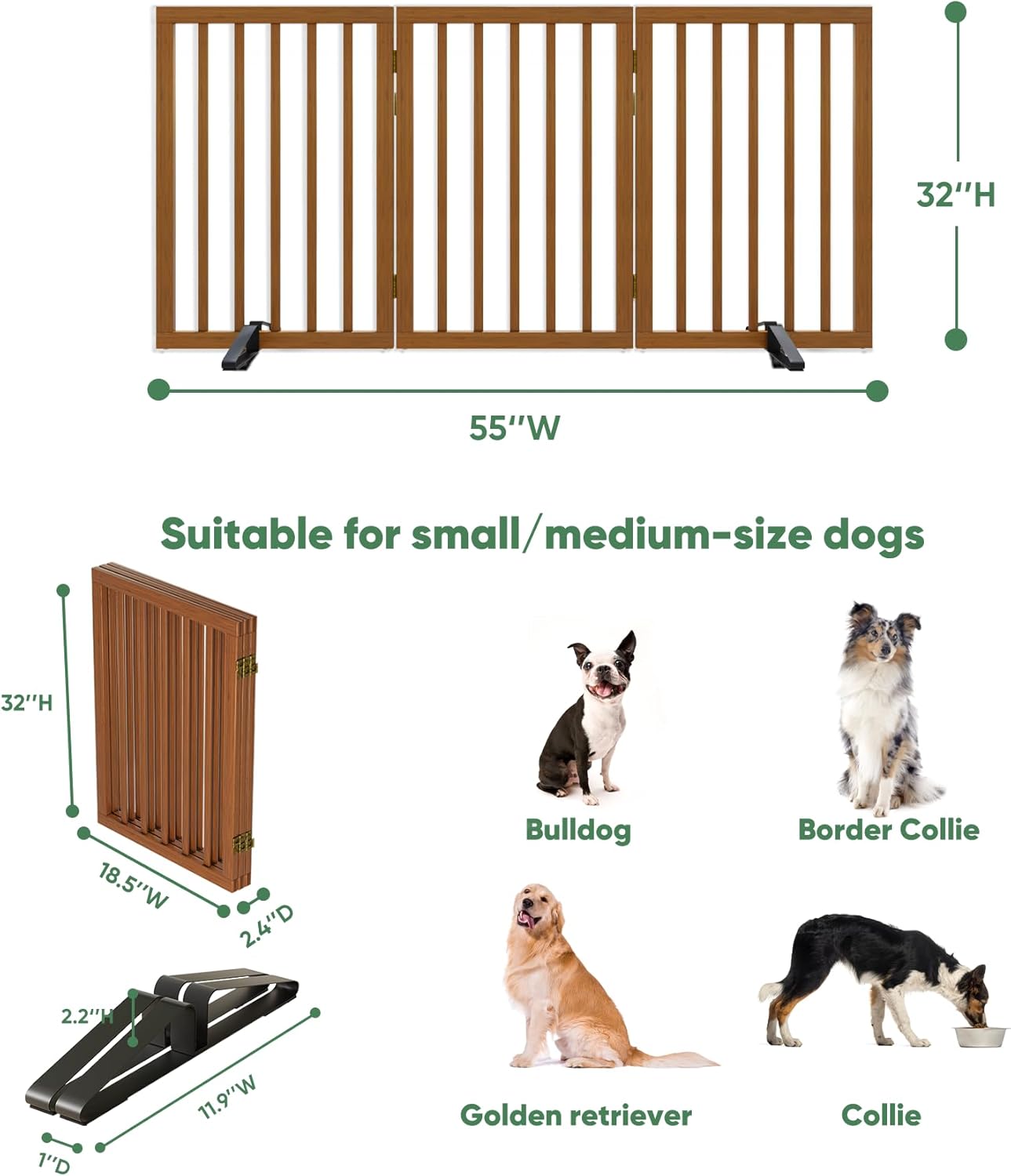 Detalle 2 de Tall Dog Gates for Doorways 3-Panel Walnut
