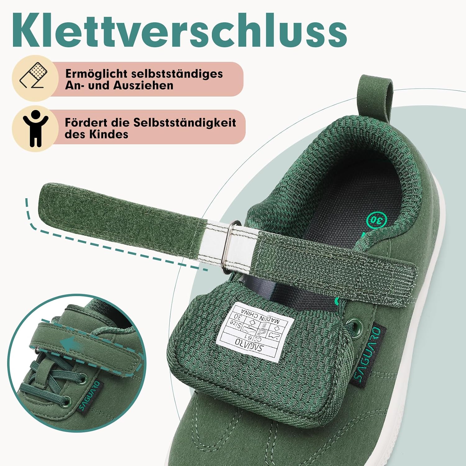 Thumbnail 5 de SAGUARO Barfußschuhe Kinder – Outdoor Sneaker mit breiter Zehenbox, Klettverschluss und Zero-Drop Sohle (Gr. 25–35)