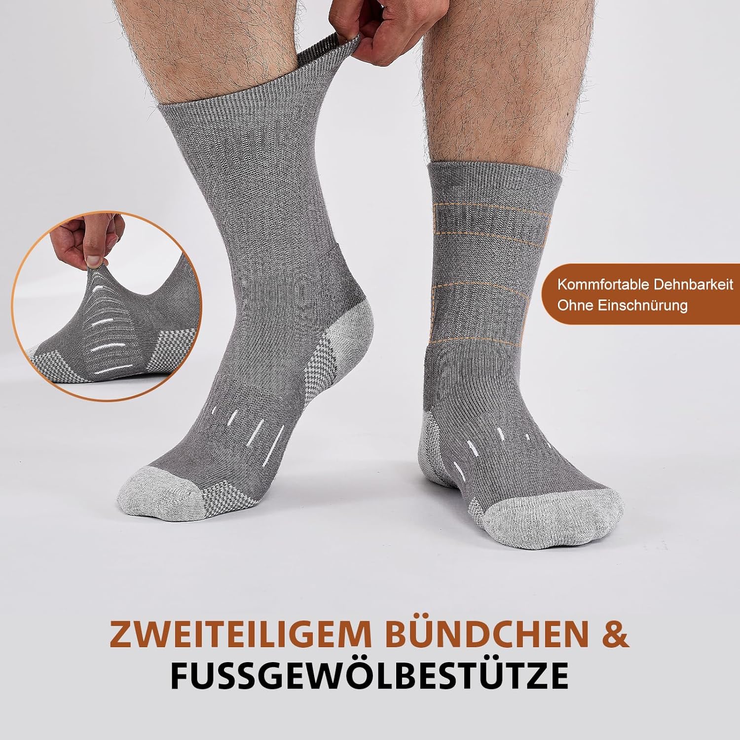 Detalle de Niorasen Socken Herren – Baumwolle mit verstärkter Ferse und Nahtlose Zehen, 4er Pack