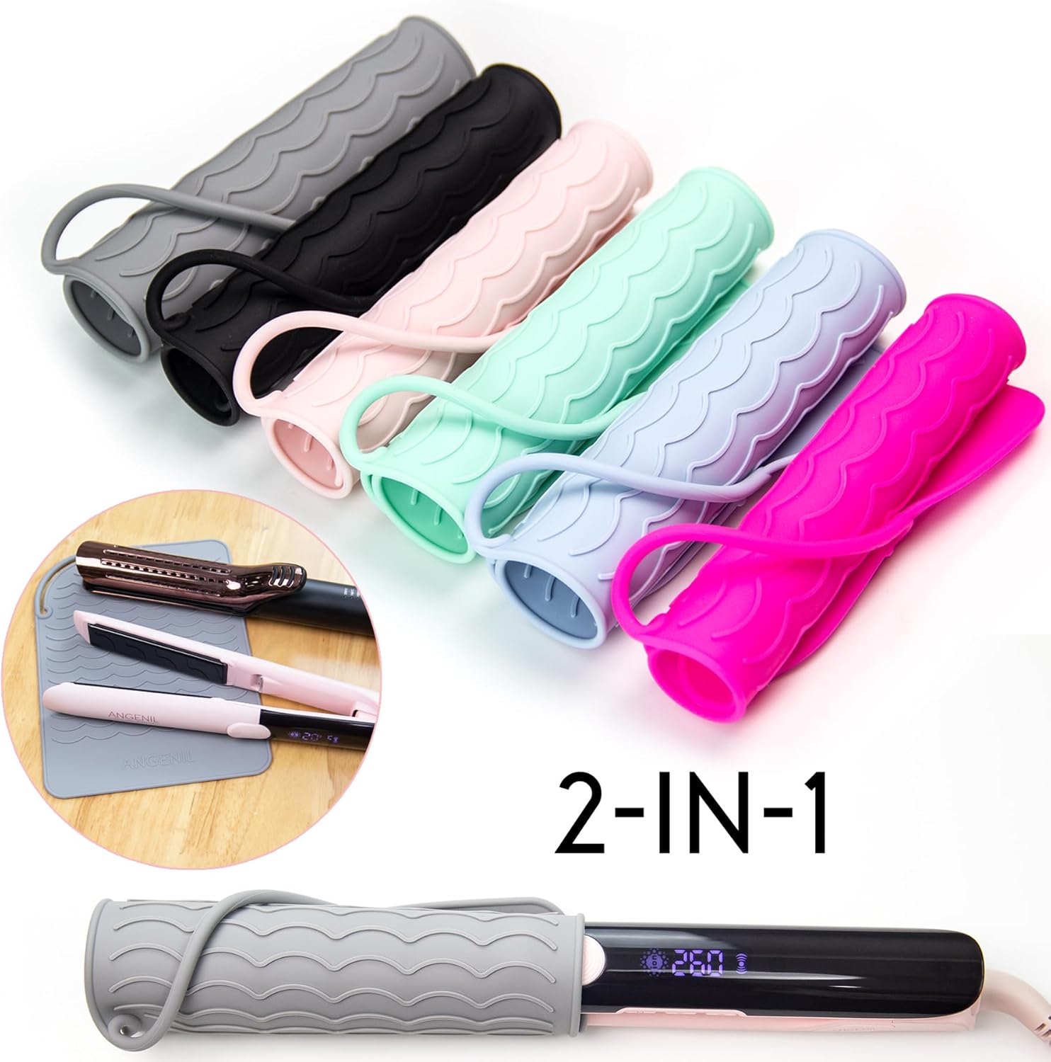 Thumbnail 3 de ANGENIL heat mat for hair straighteners and mini styling tools (silicone, grey) 21.5 cm x 15.5 cm