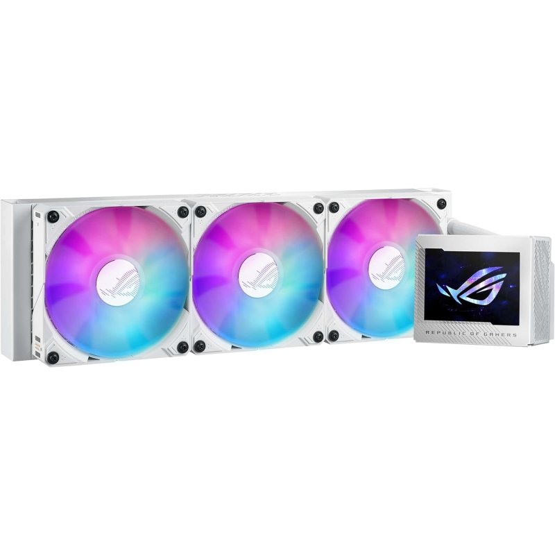 Detalle 2 de ASUS ROG Ryujin III 360 ARGB White Edition: refrigeración líquida 360 mm con pantalla LCD