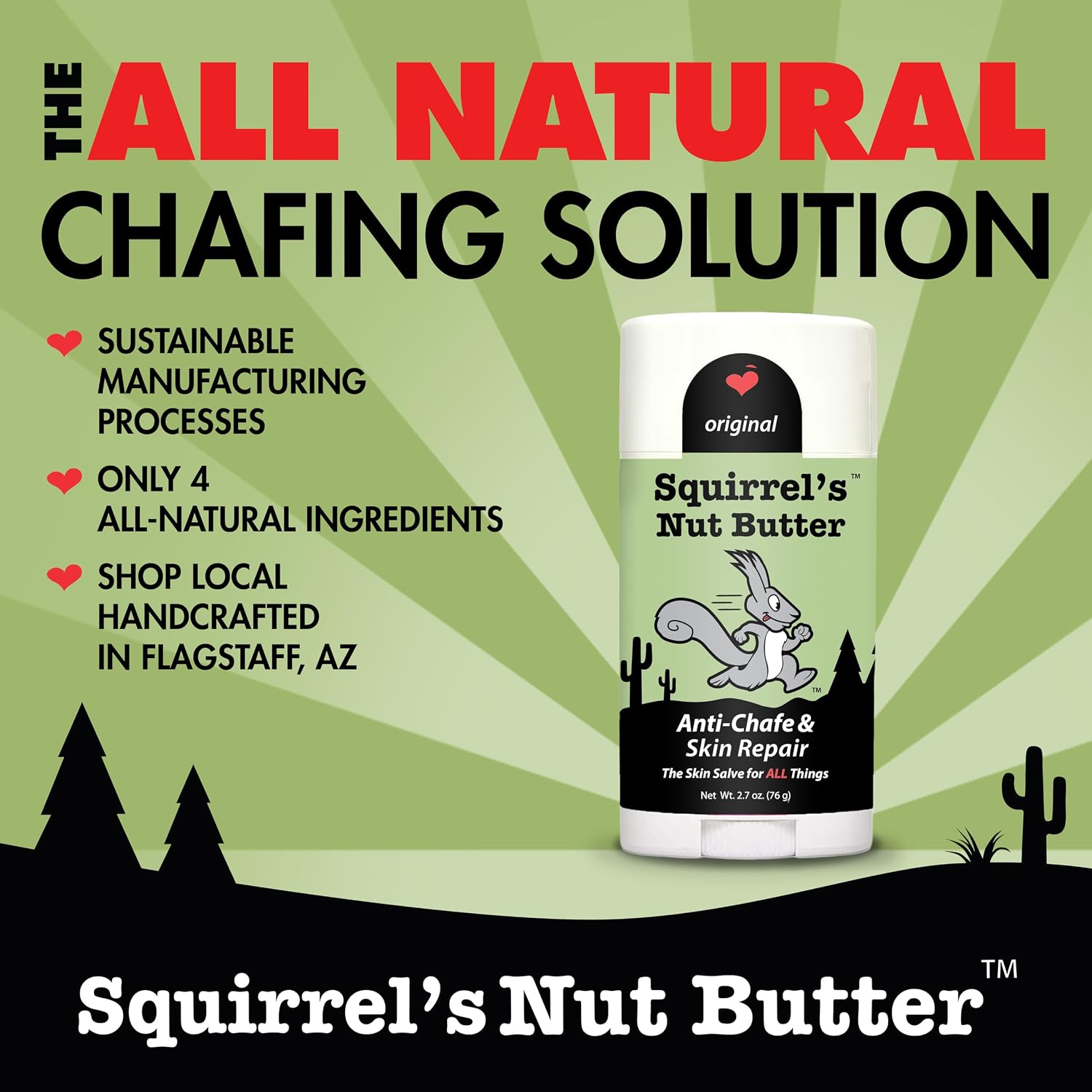 Detalle 2 de Squirrel's Nut Butter Anti Chafing Stick, 2.7 oz, Natural Chafe Prevention