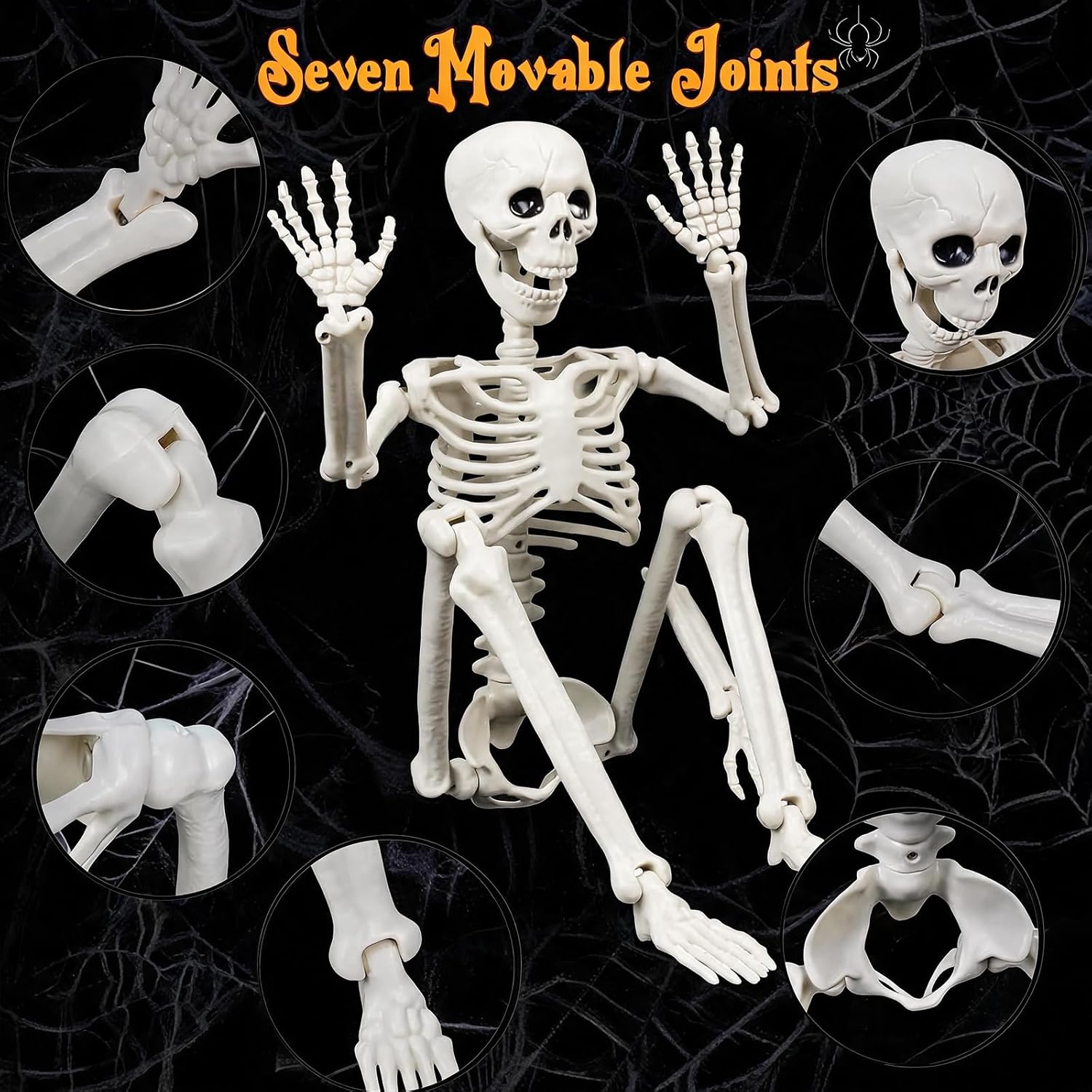 Detalle 2 de UZYZMS 1 Posable Human and Dog Skeleton Halloween Decor, 36-Inch