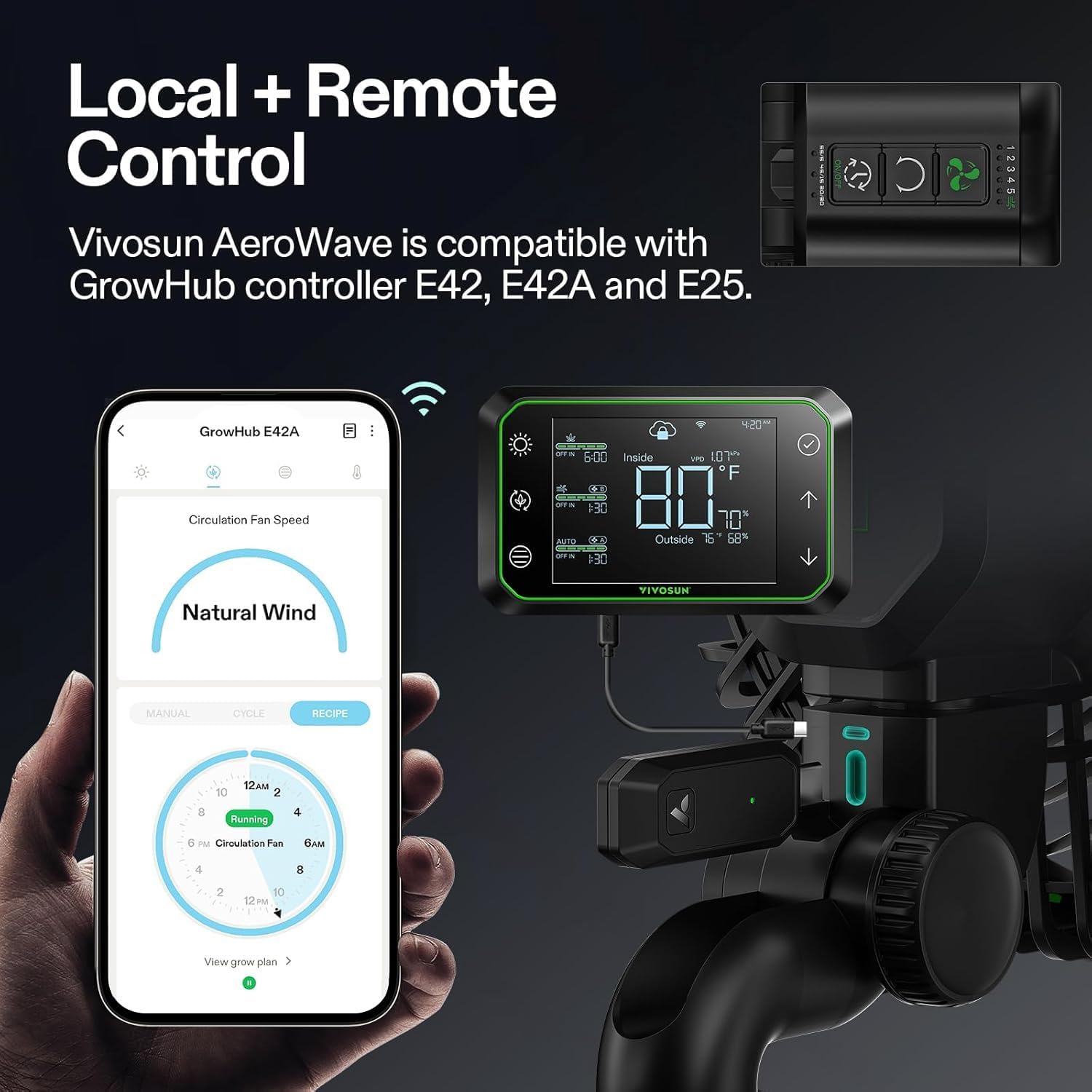 Thumbnail 2 de VIVOSUN Grow Ventilatore Clip Smart AeroWave E6 Gen2 da 6" con motore EC e controllo WiFi/App